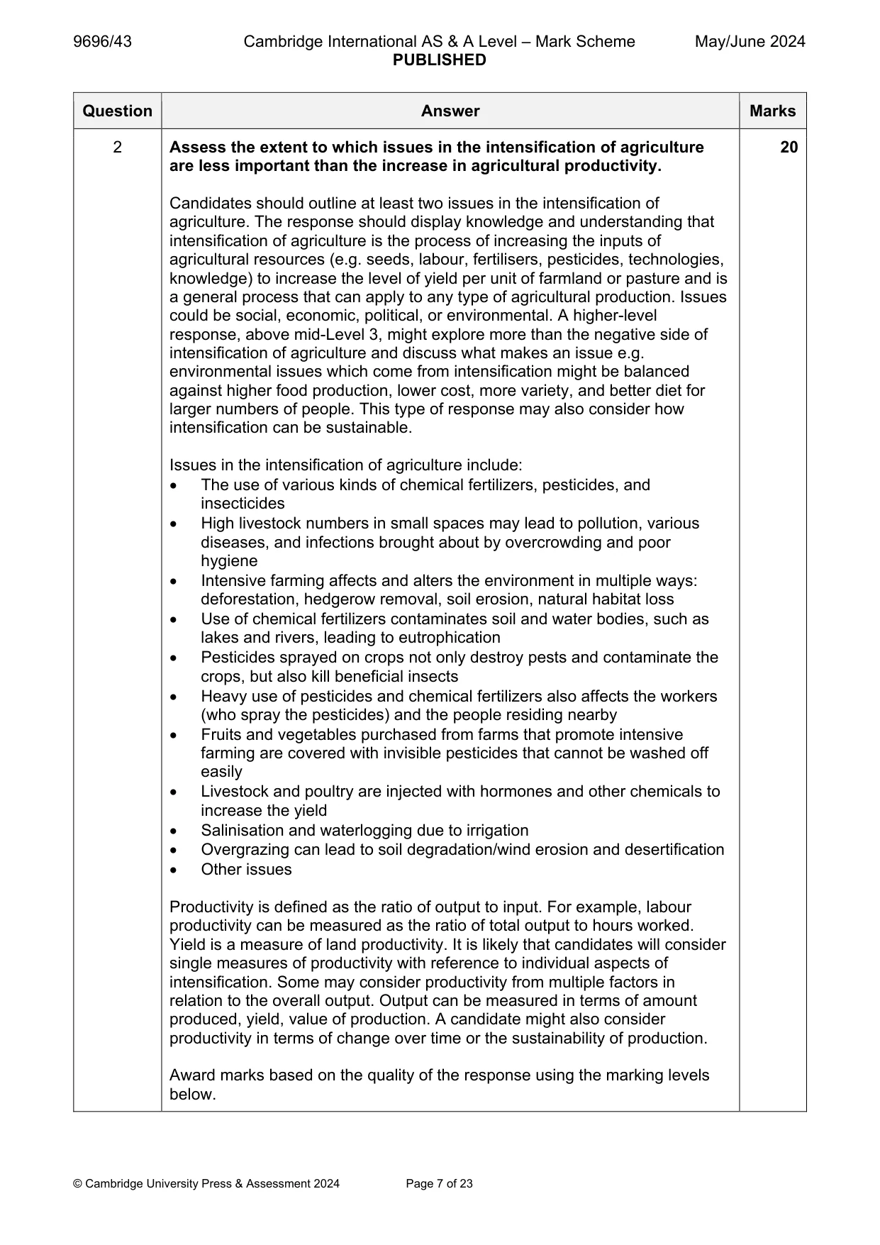 Mark scheme, page 7 of 23