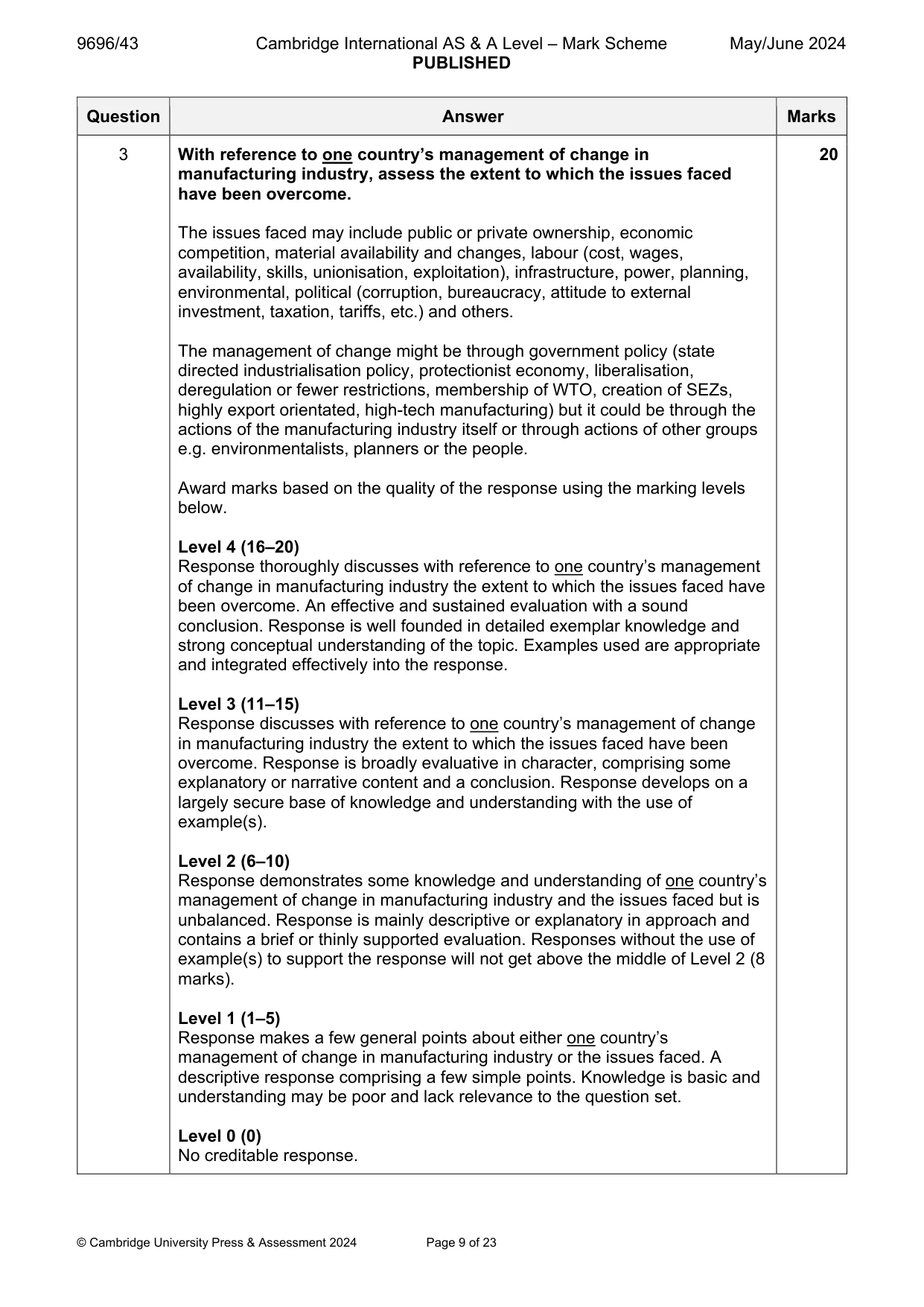 Mark scheme, page 9 of 23