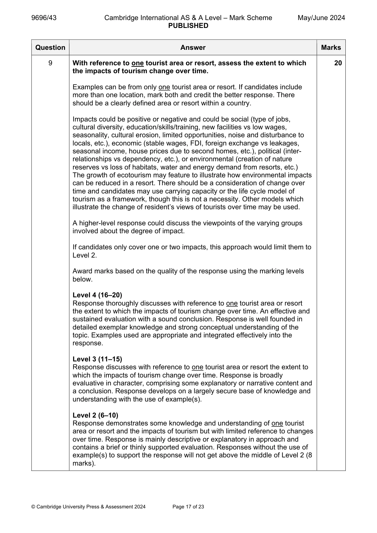 Mark scheme, page 17 of 23