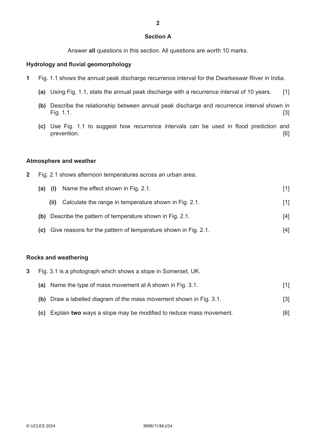 Cambridge A Level Geography 9696 2024 May/June Paper 1 · Variant 1 question paper, page 2 of 4