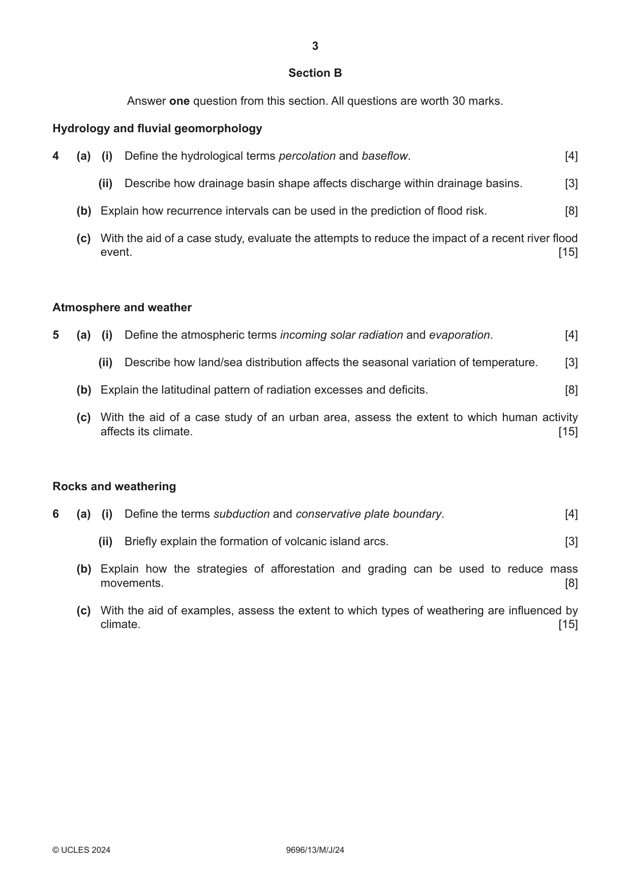 Cambridge A Level Geography 9696 2024 May/June Paper 1 · Variant 3 question paper, page 3 of 4