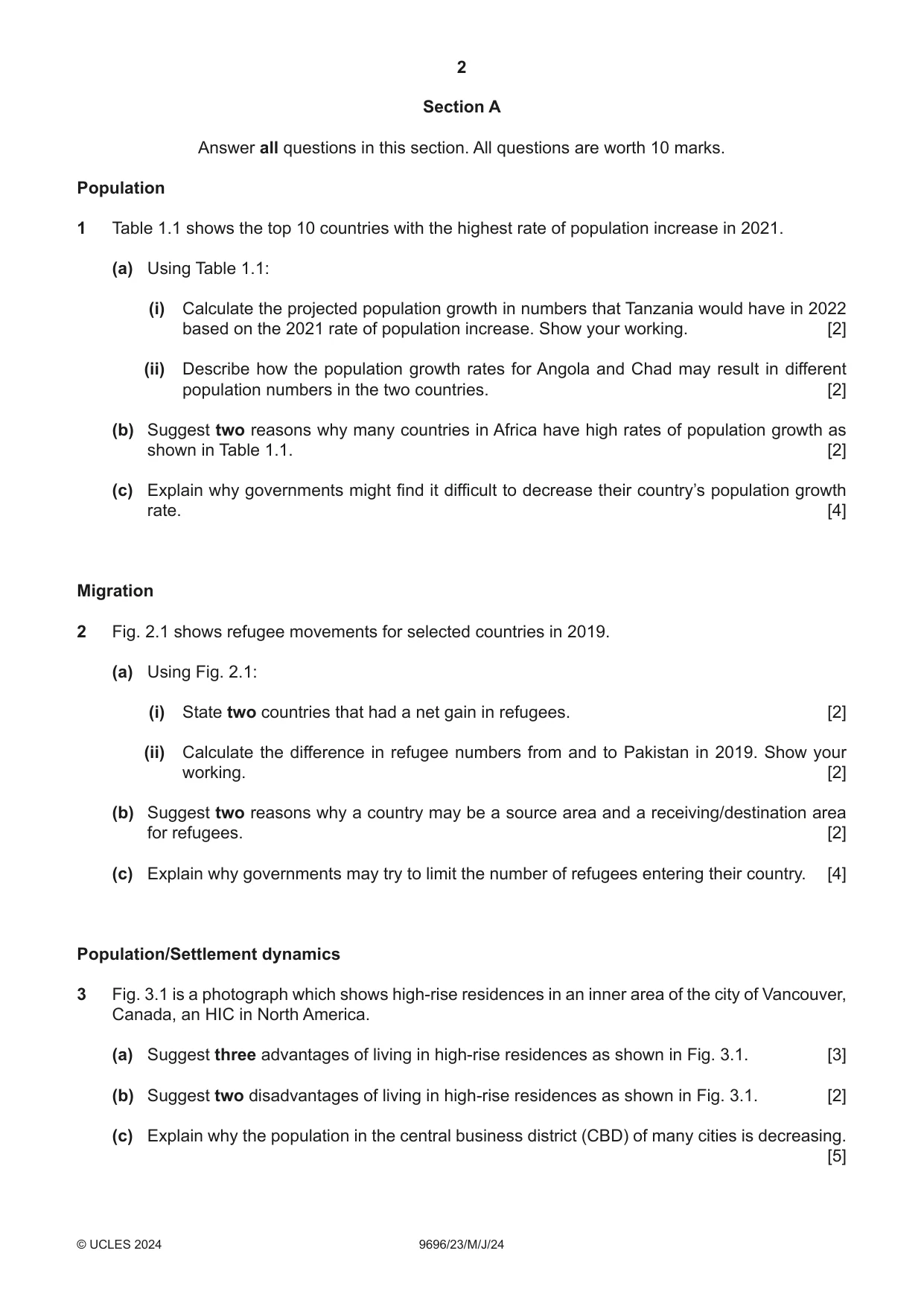 Cambridge A Level Geography 9696 2024 May/June Paper 2 · Variant 3 question paper, page 2 of 4