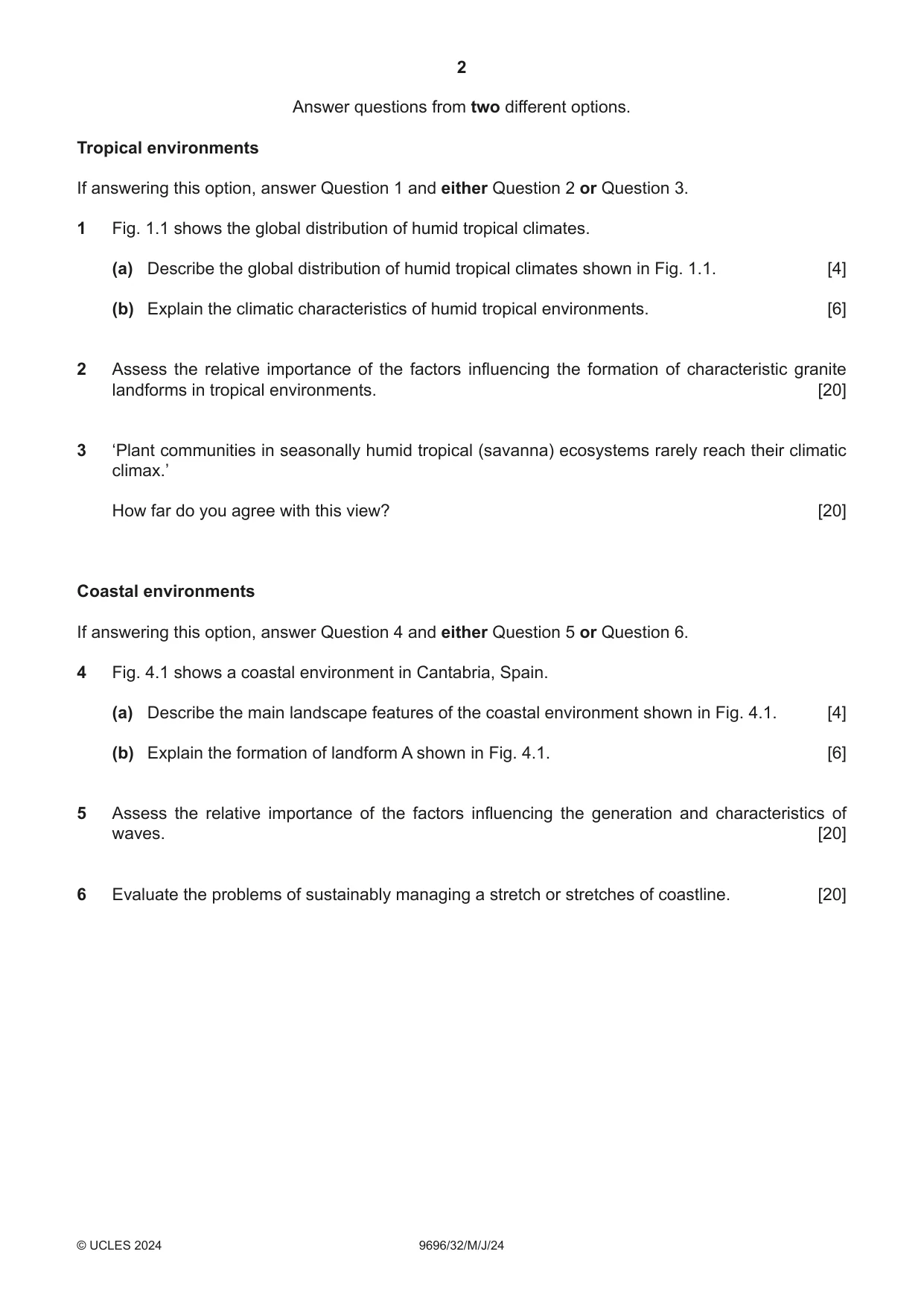 Cambridge A Level Geography 9696 2024 May/June Paper 3 · Variant 2 question paper, page 2 of 4