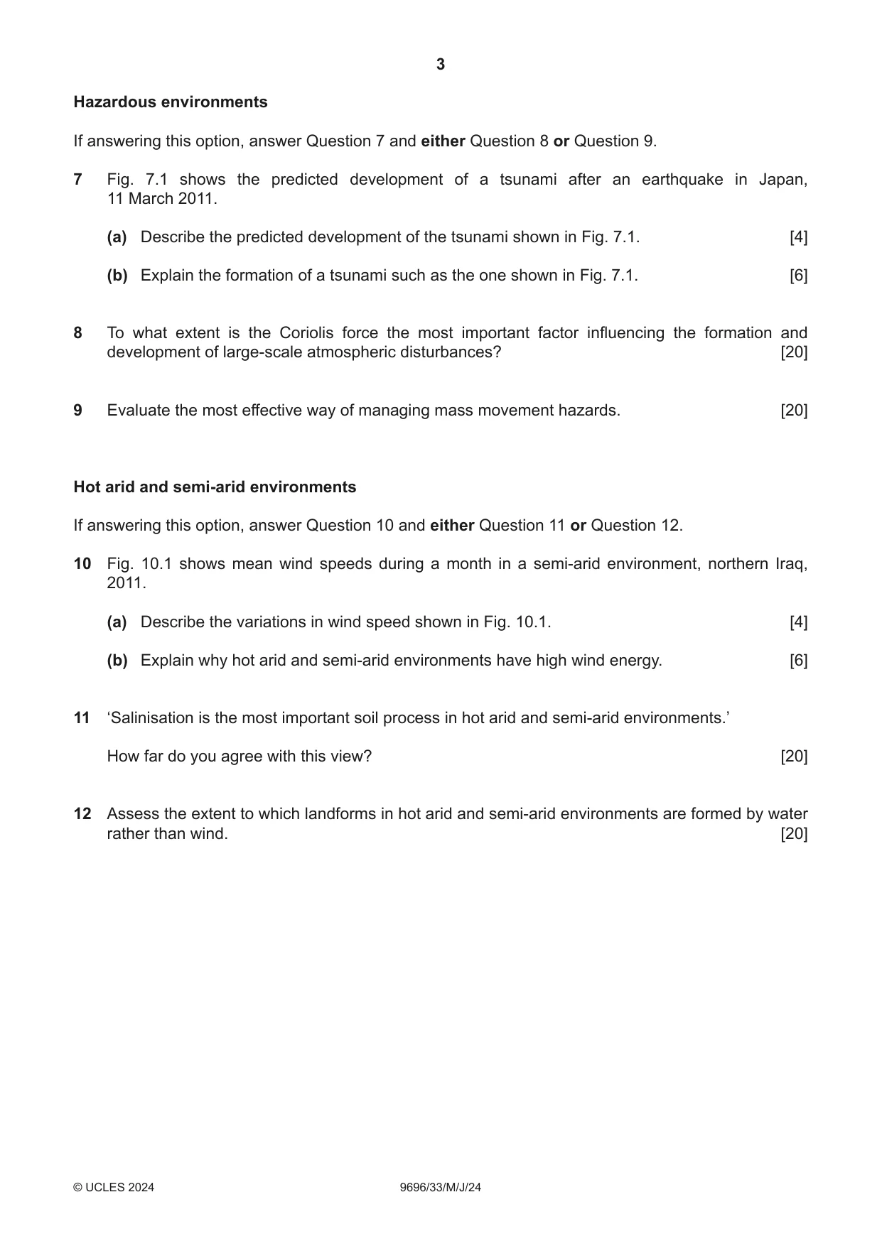 Cambridge A Level Geography 9696 2024 May/June Paper 3 · Variant 3 question paper, page 3 of 4
