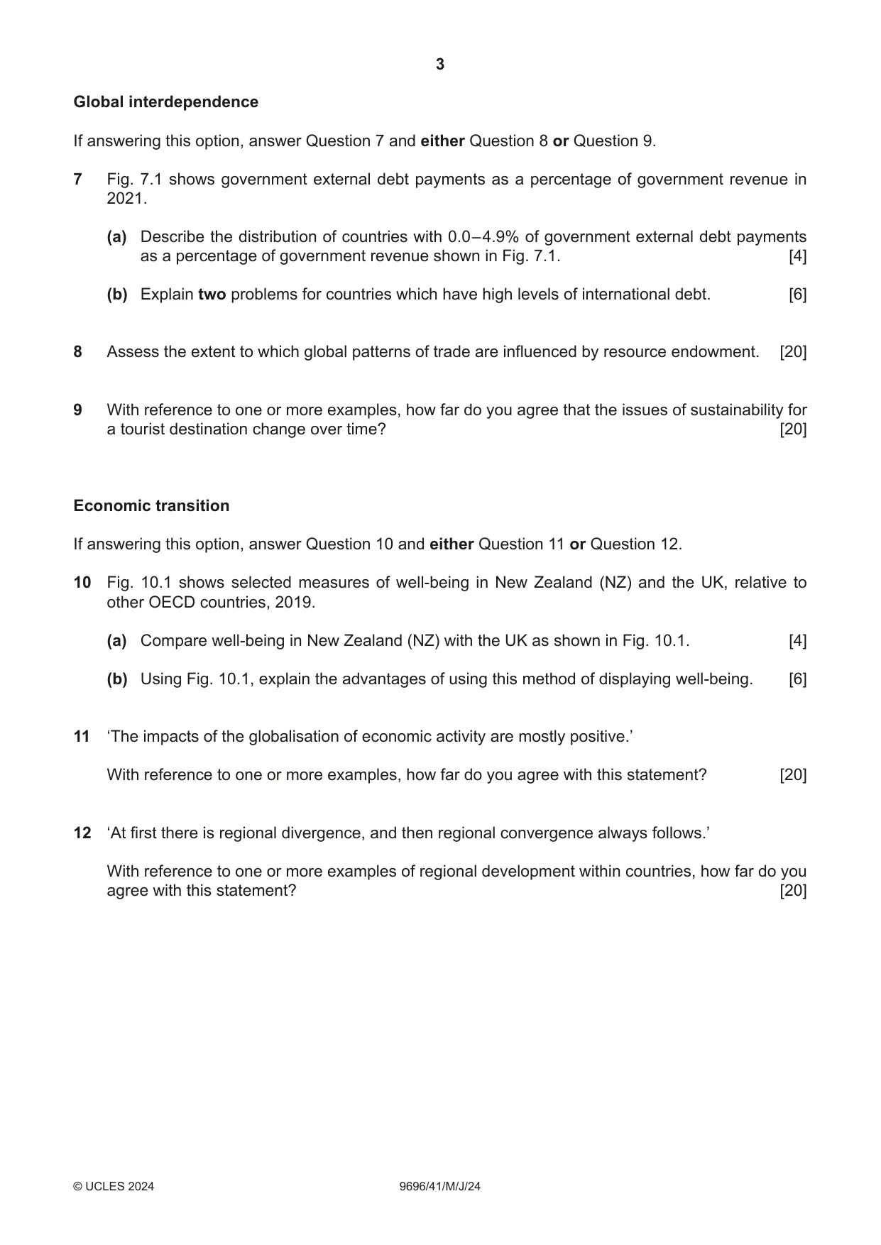 Cambridge A Level Geography 9696 2024 May/June Paper 4 · Variant 1 question paper, page 3 of 4