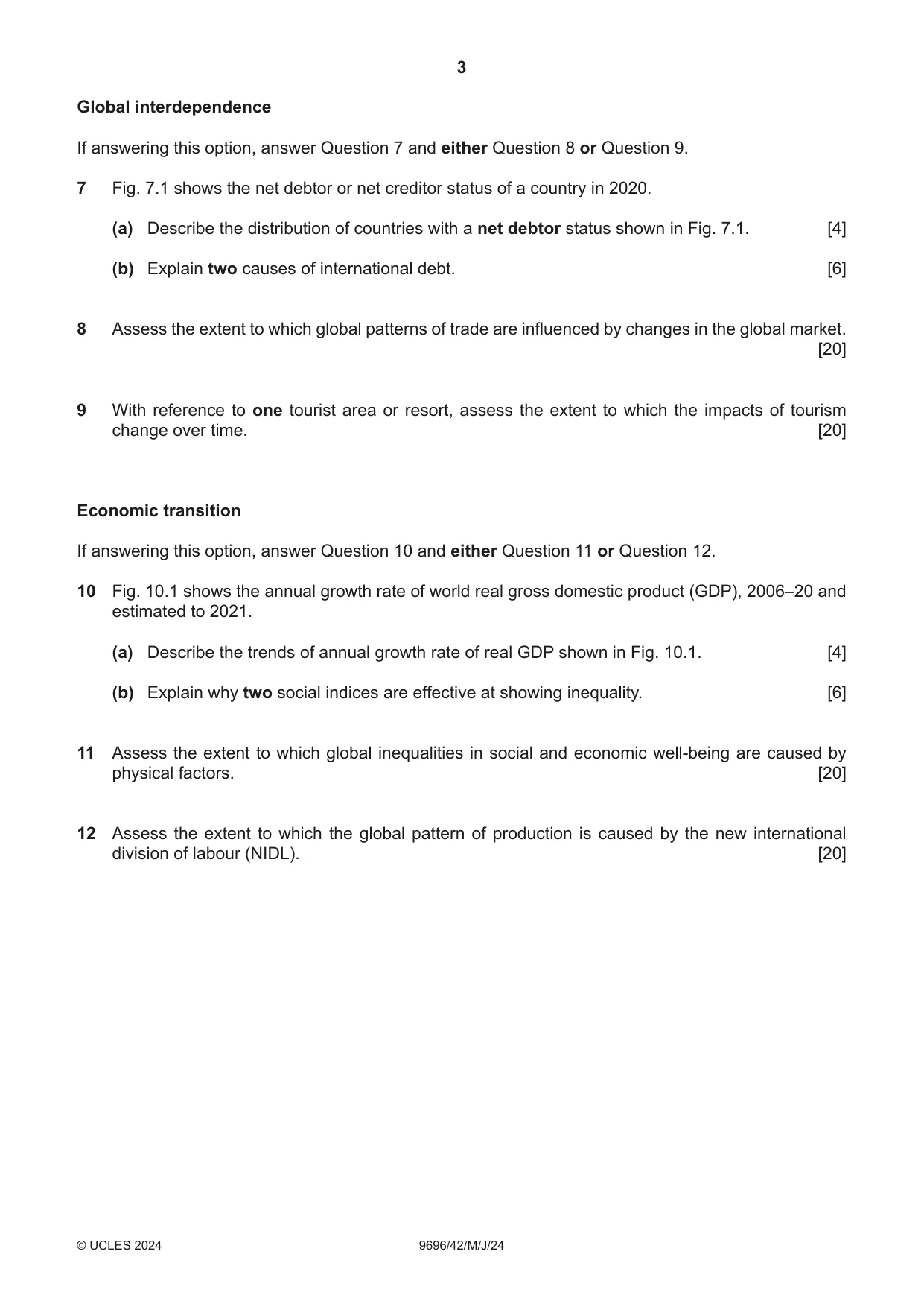 Cambridge A Level Geography 9696 2024 May/June Paper 4 · Variant 2 question paper, page 3 of 4