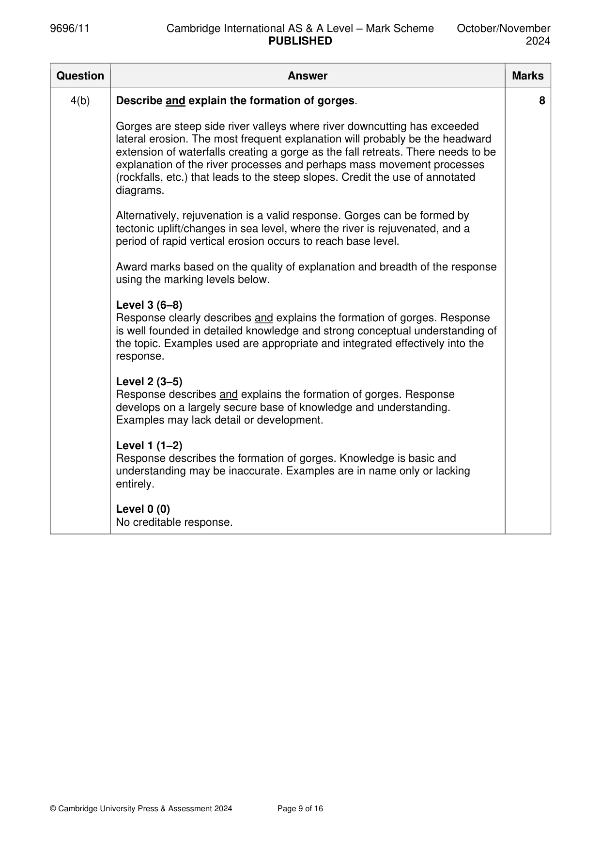 Mark scheme, page 9 of 16