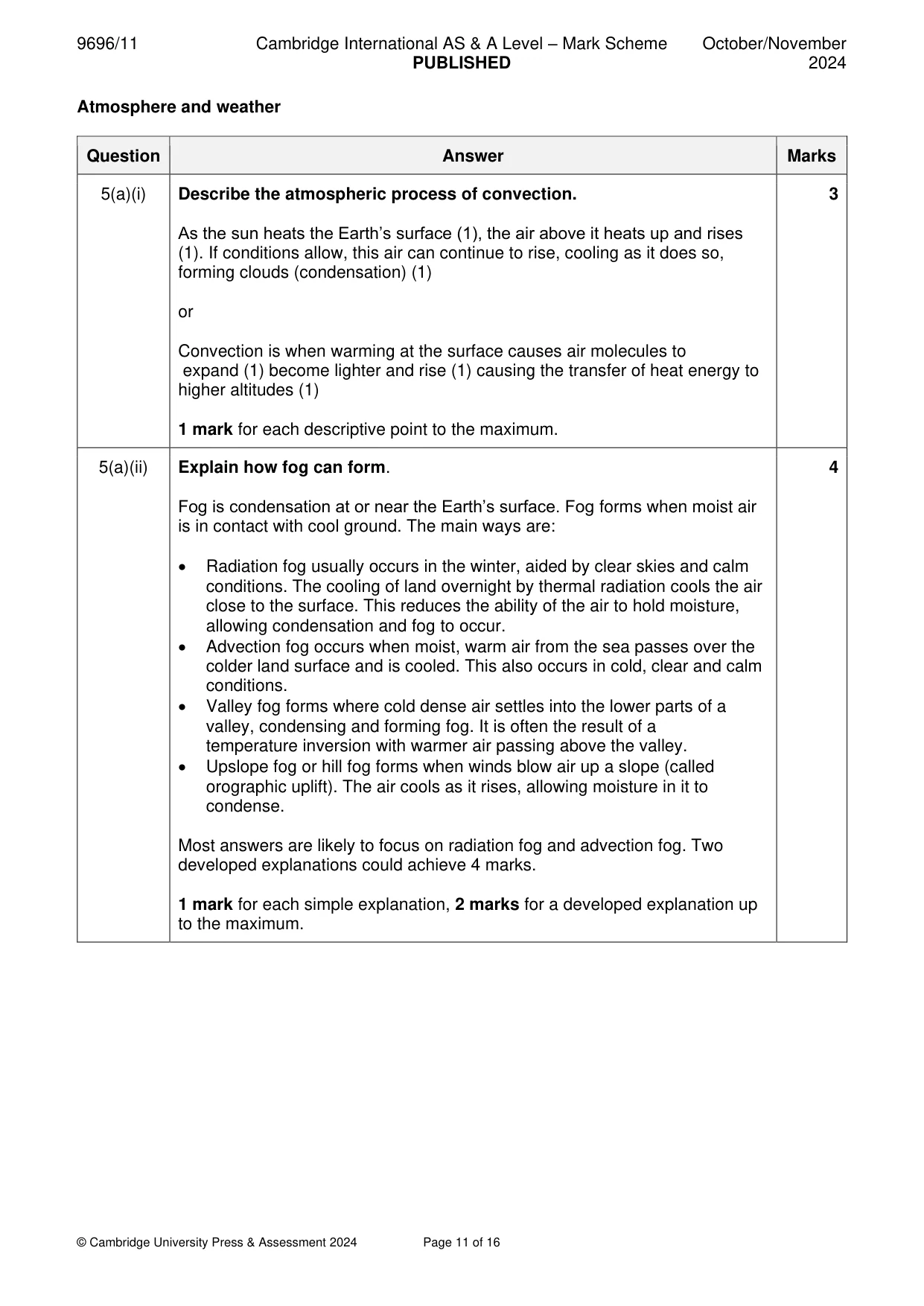 Mark scheme, page 11 of 16