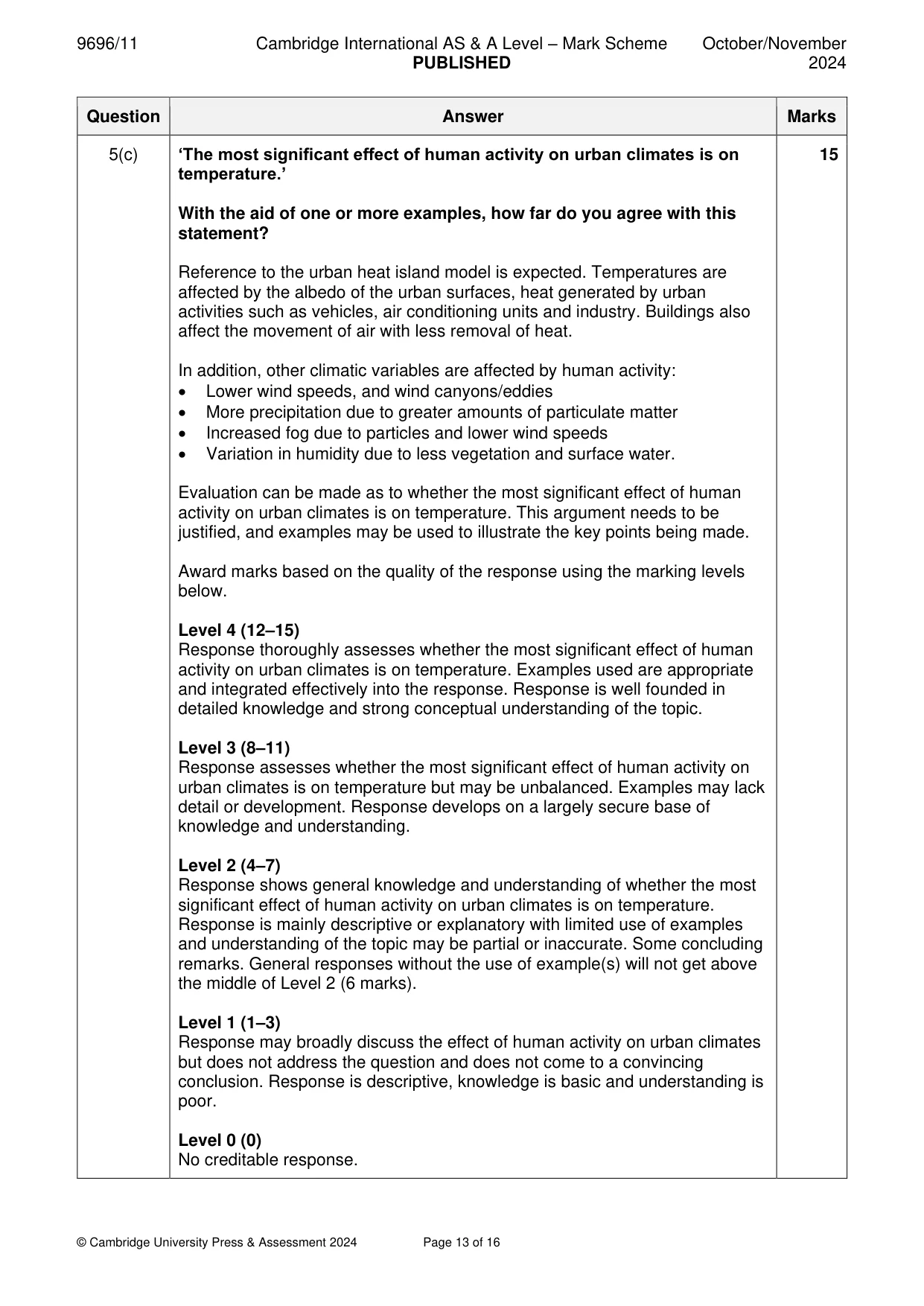 Mark scheme, page 13 of 16