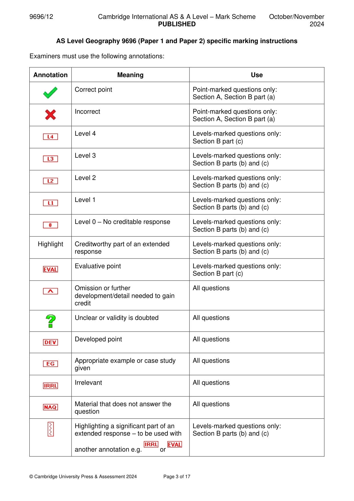 Mark scheme, page 3 of 17