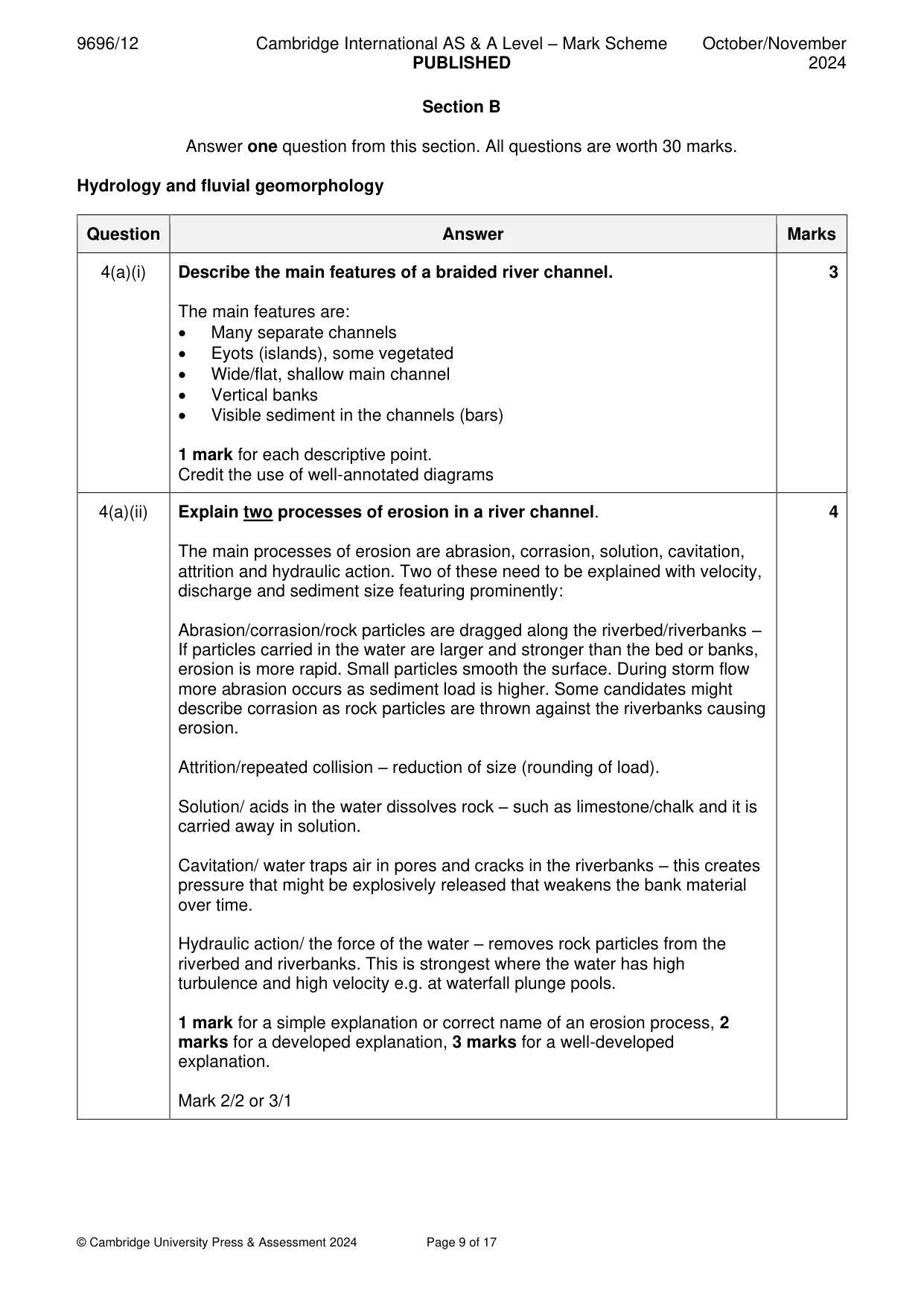 Mark scheme, page 9 of 17