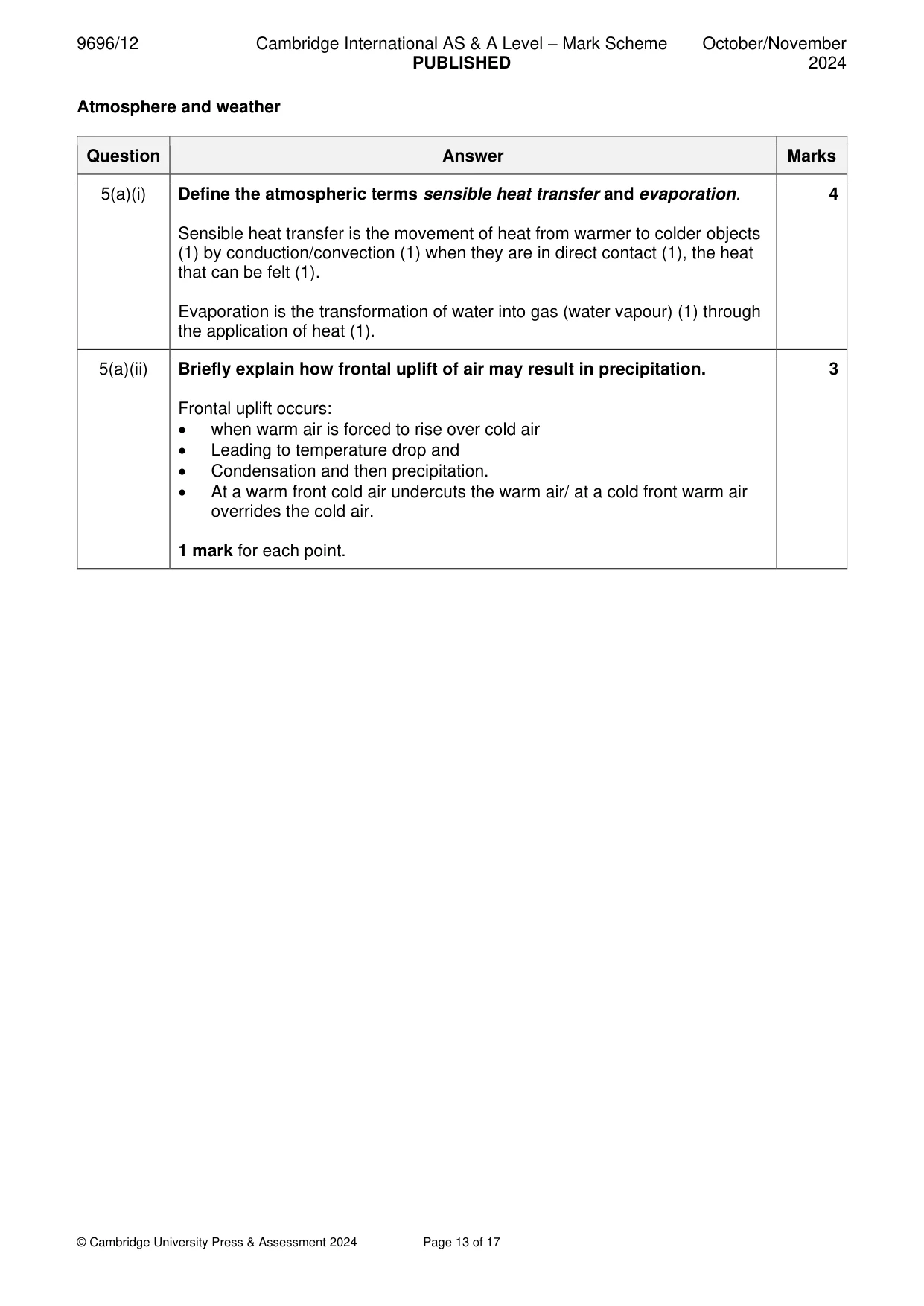 Mark scheme, page 13 of 17