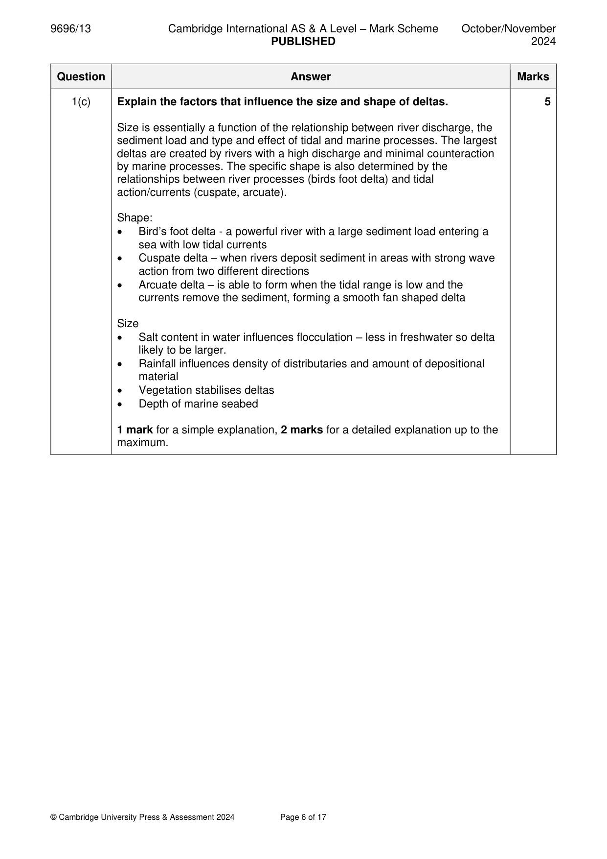 Mark scheme, page 6 of 17