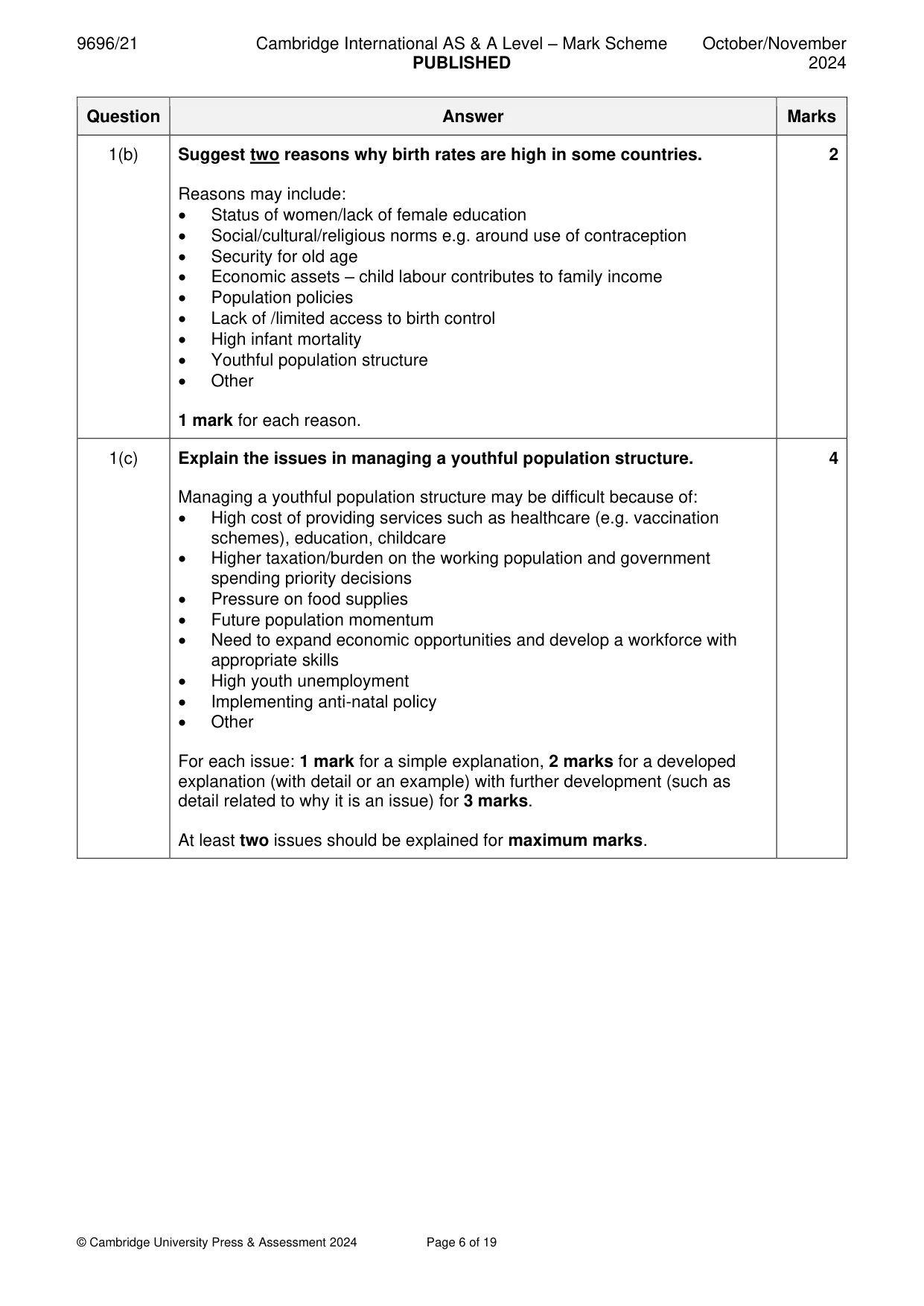 Mark scheme, page 6 of 19