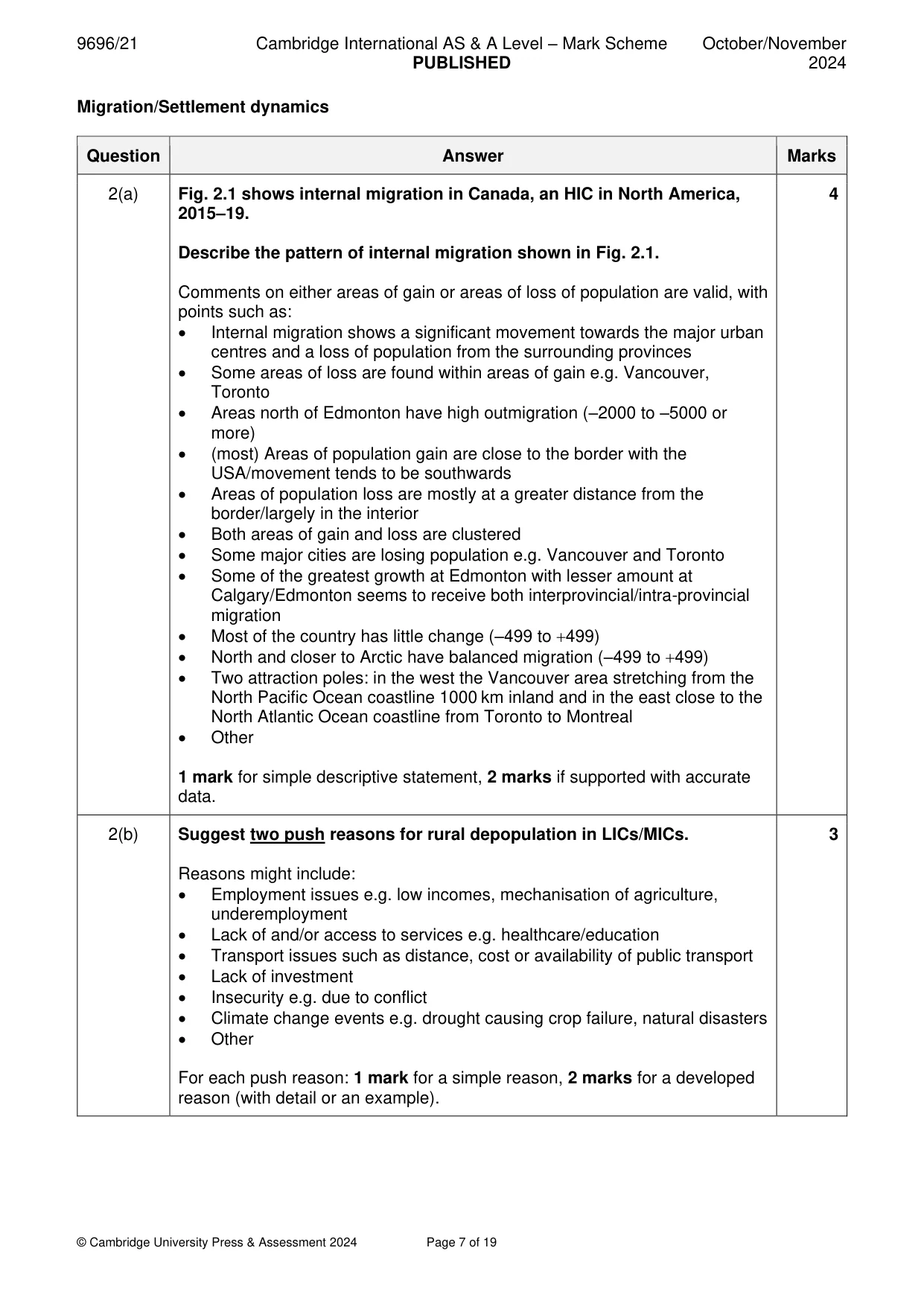 Mark scheme, page 7 of 19
