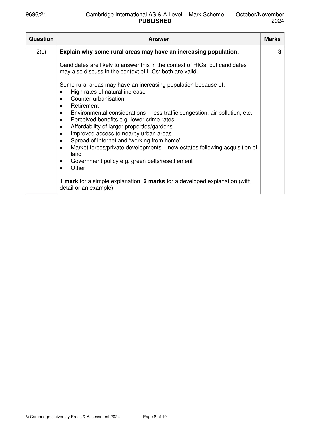 Mark scheme, page 8 of 19
