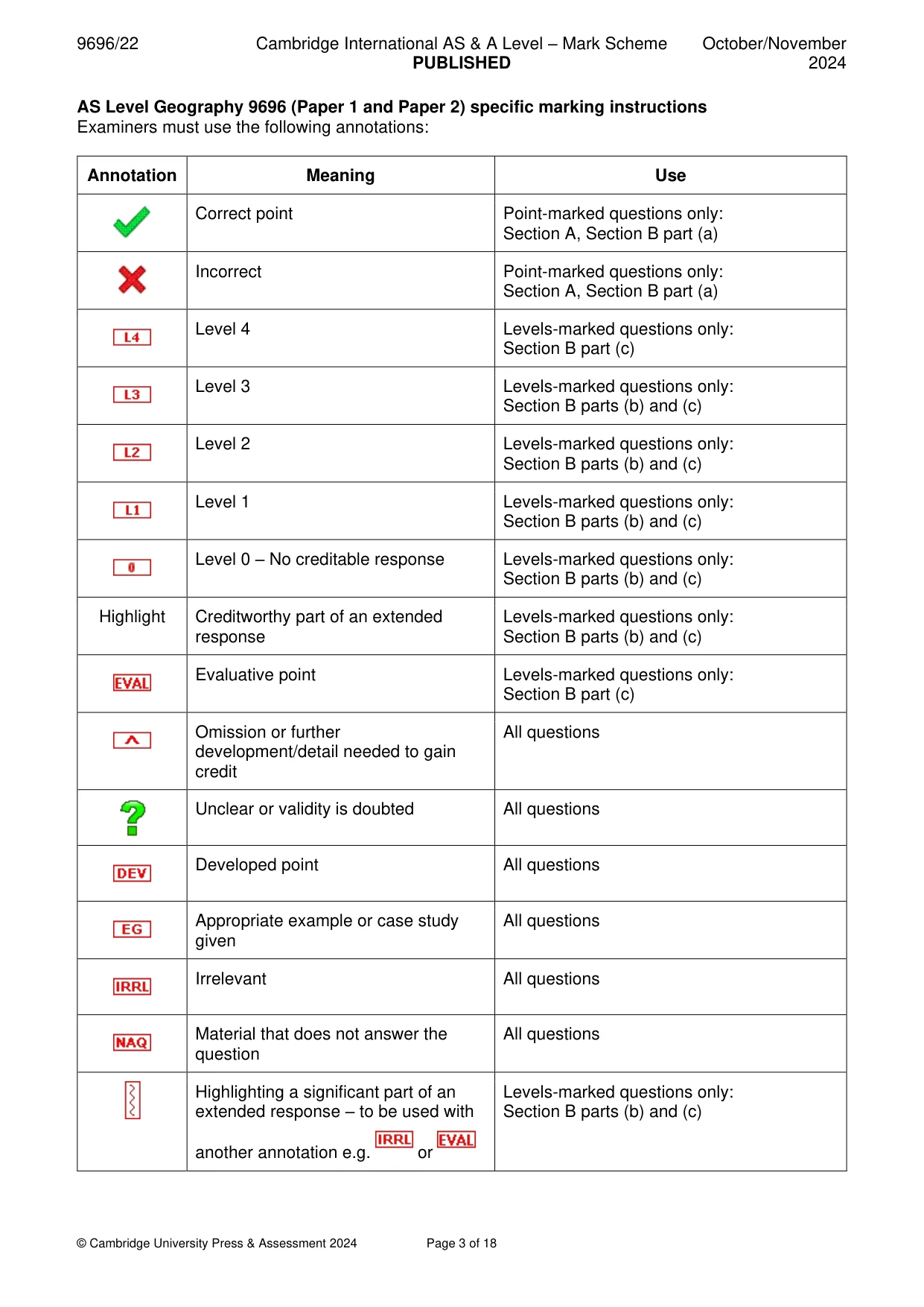 Mark scheme, page 3 of 18