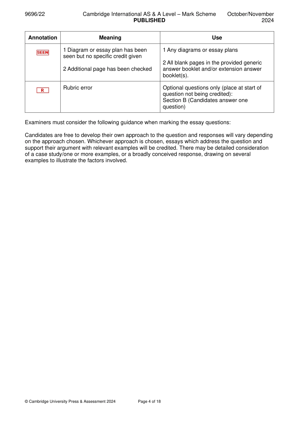 Mark scheme, page 4 of 18