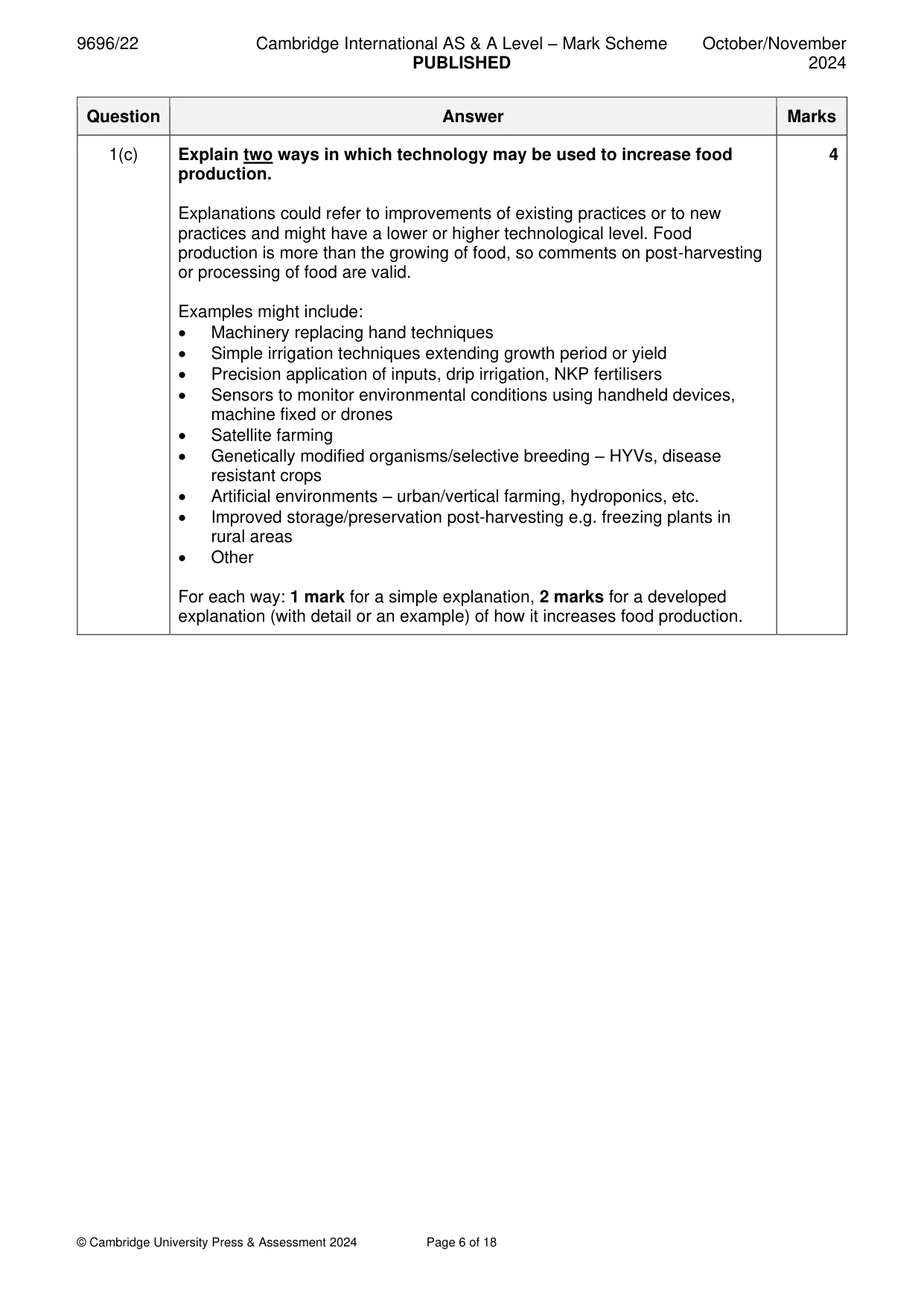 Mark scheme, page 6 of 18
