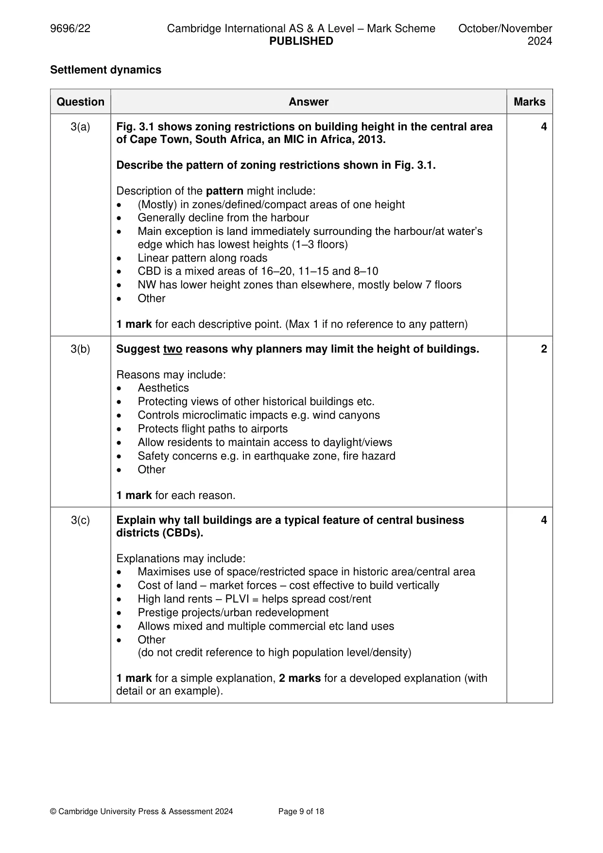 Mark scheme, page 9 of 18