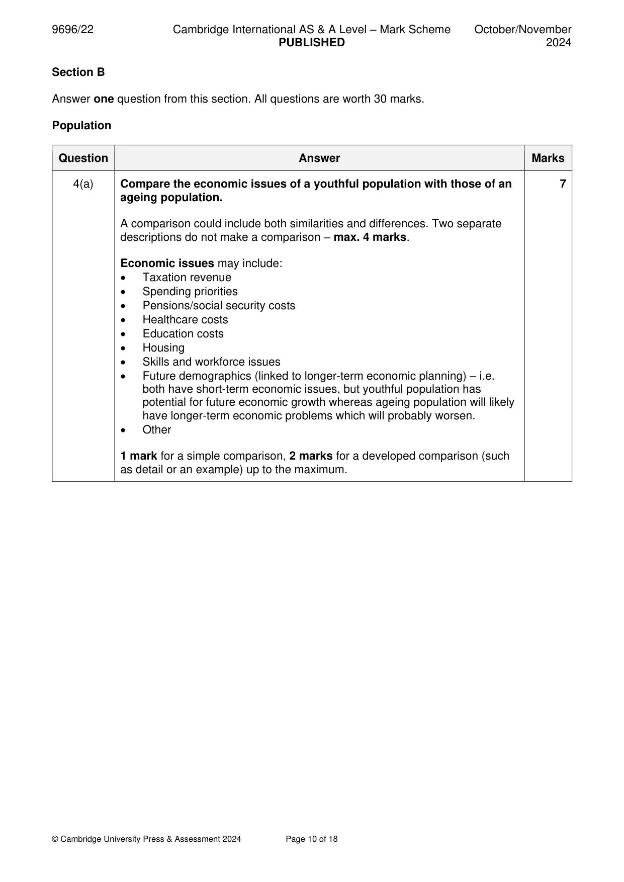 Mark scheme, page 10 of 18