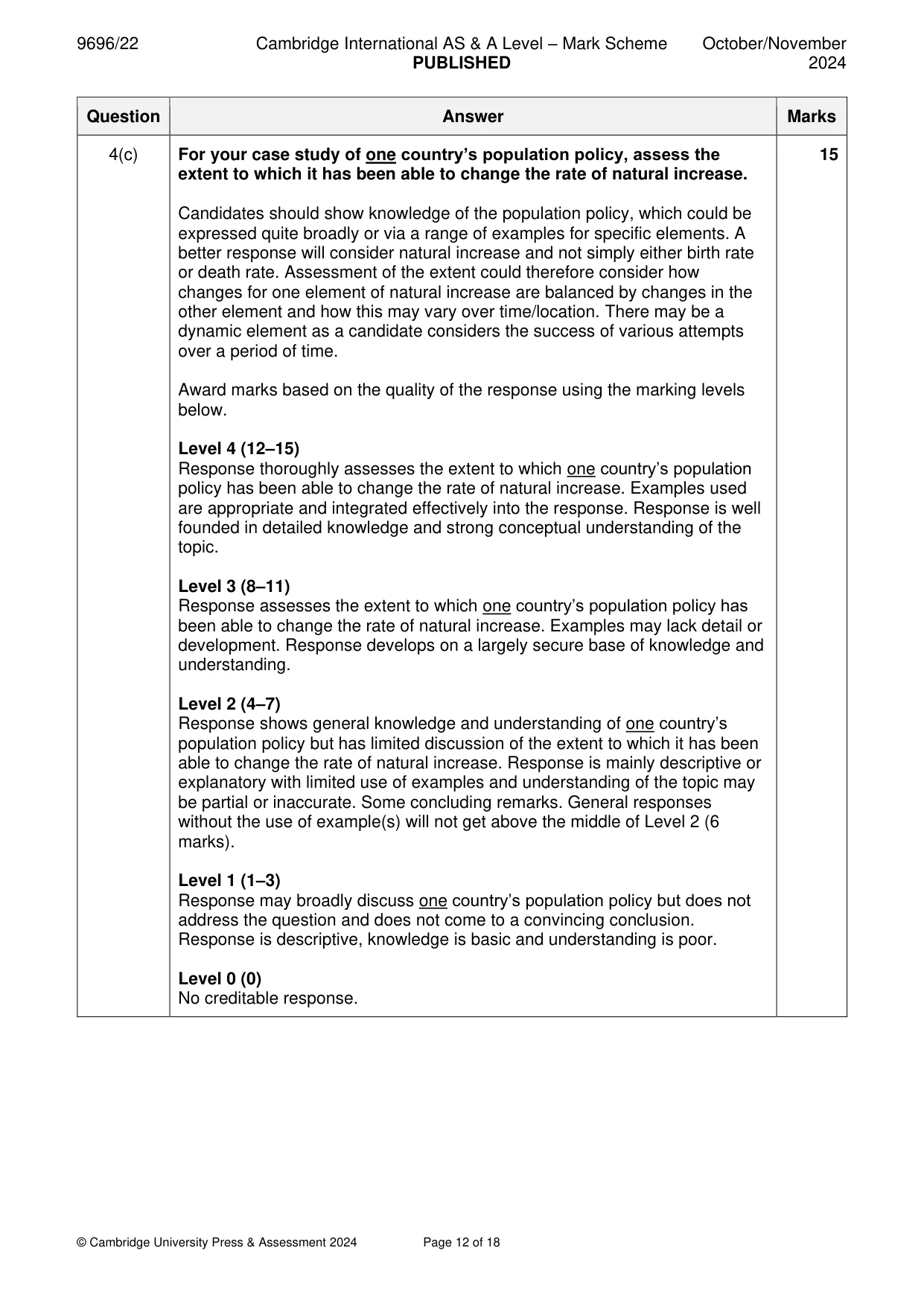 Mark scheme, page 12 of 18