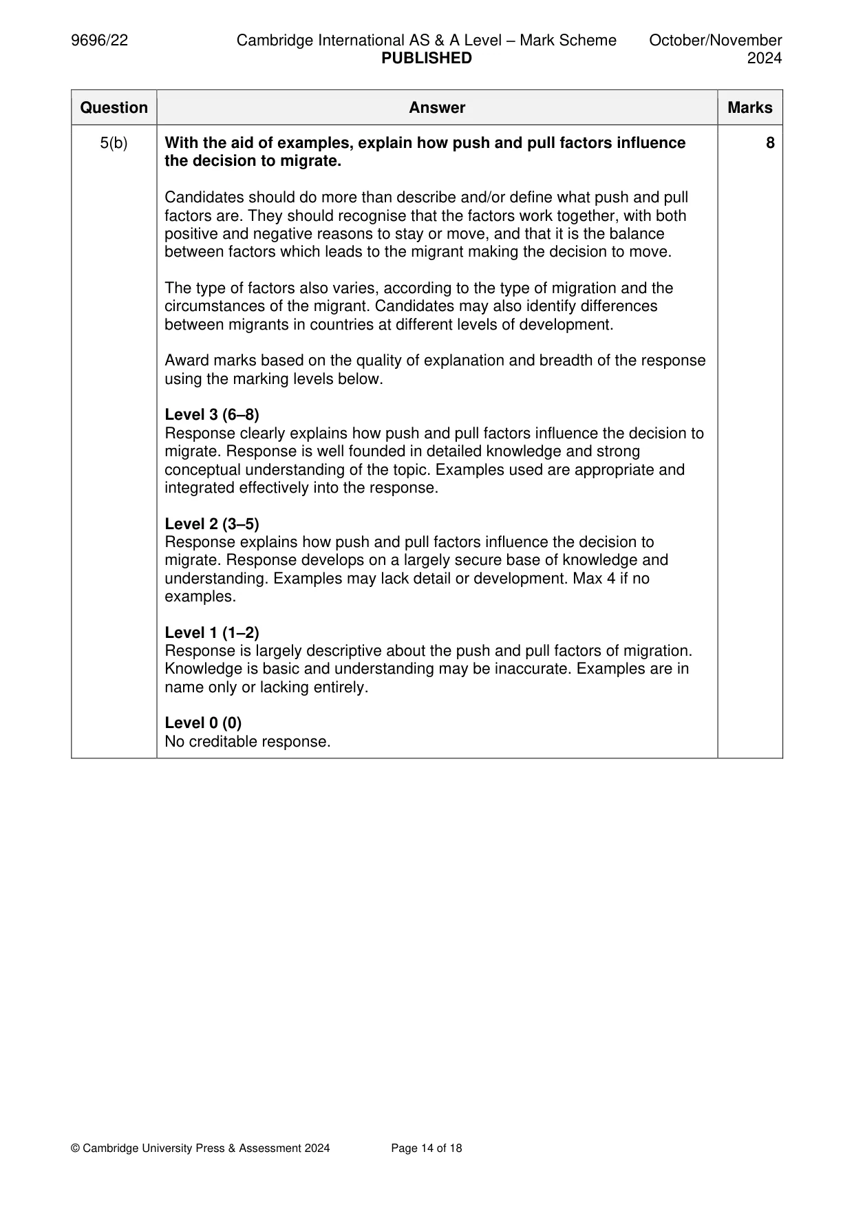 Mark scheme, page 14 of 18
