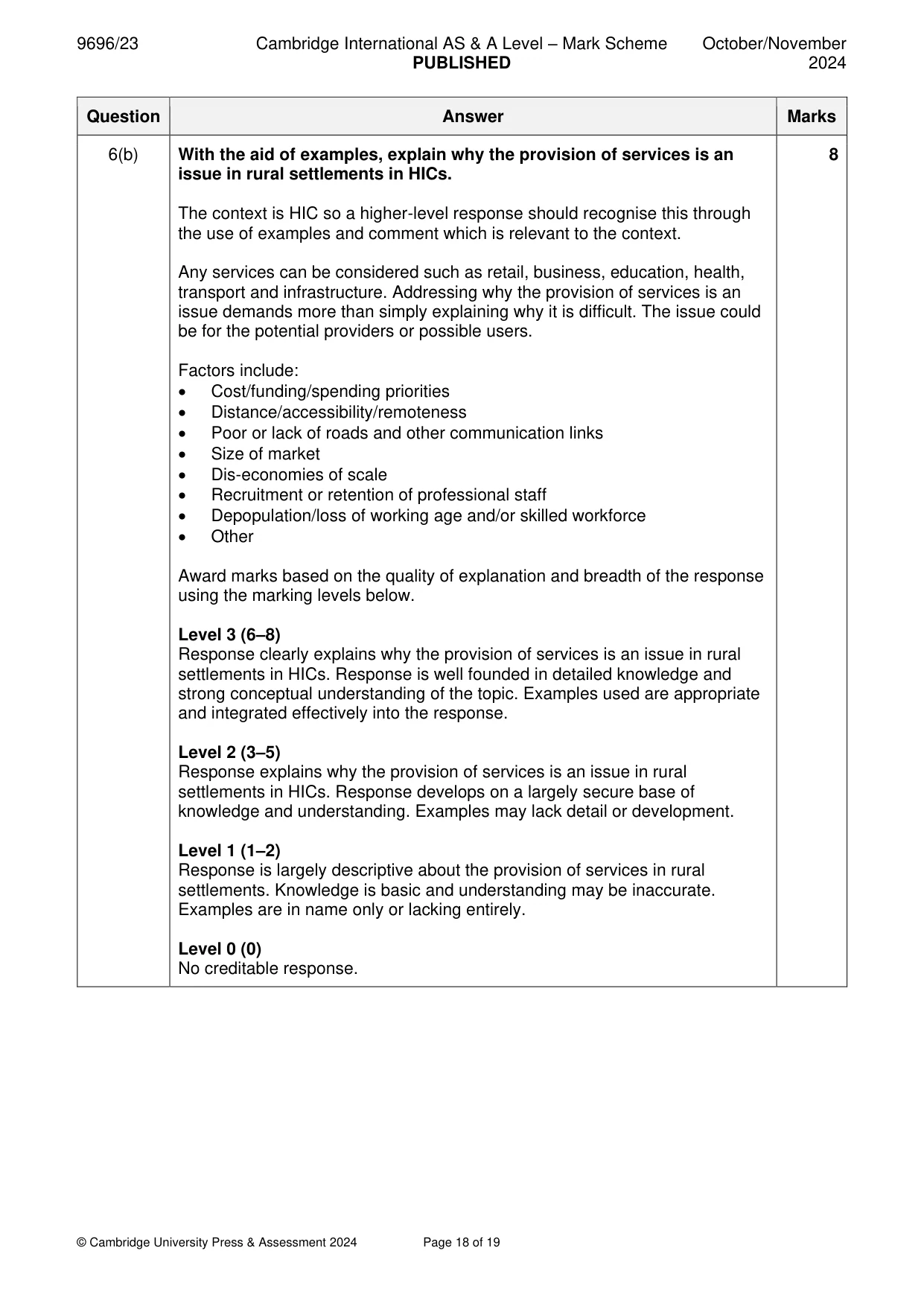 Mark scheme, page 18 of 19