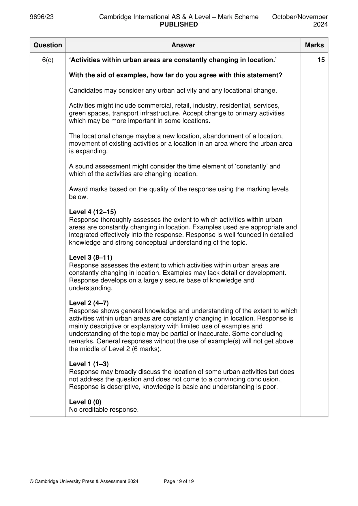 Mark scheme, page 19 of 19
