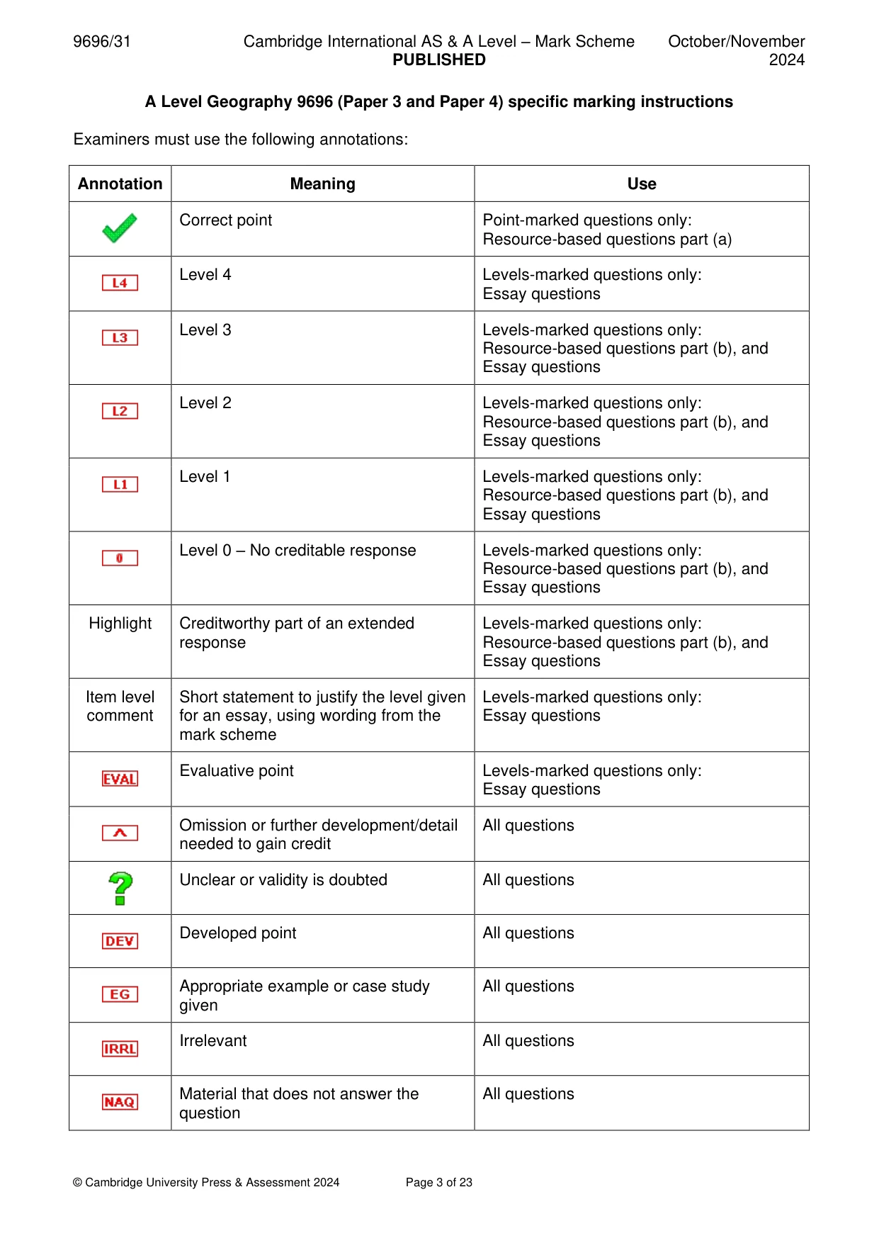 Mark scheme, page 3 of 23