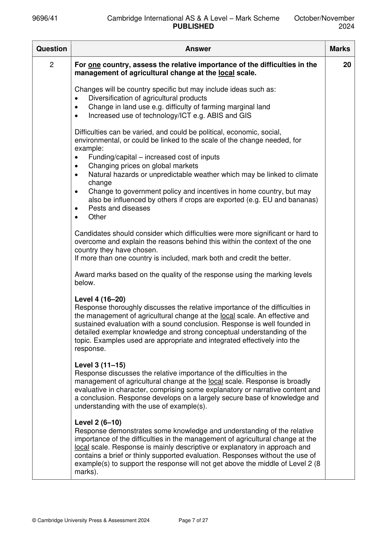 Mark scheme, page 7 of 27