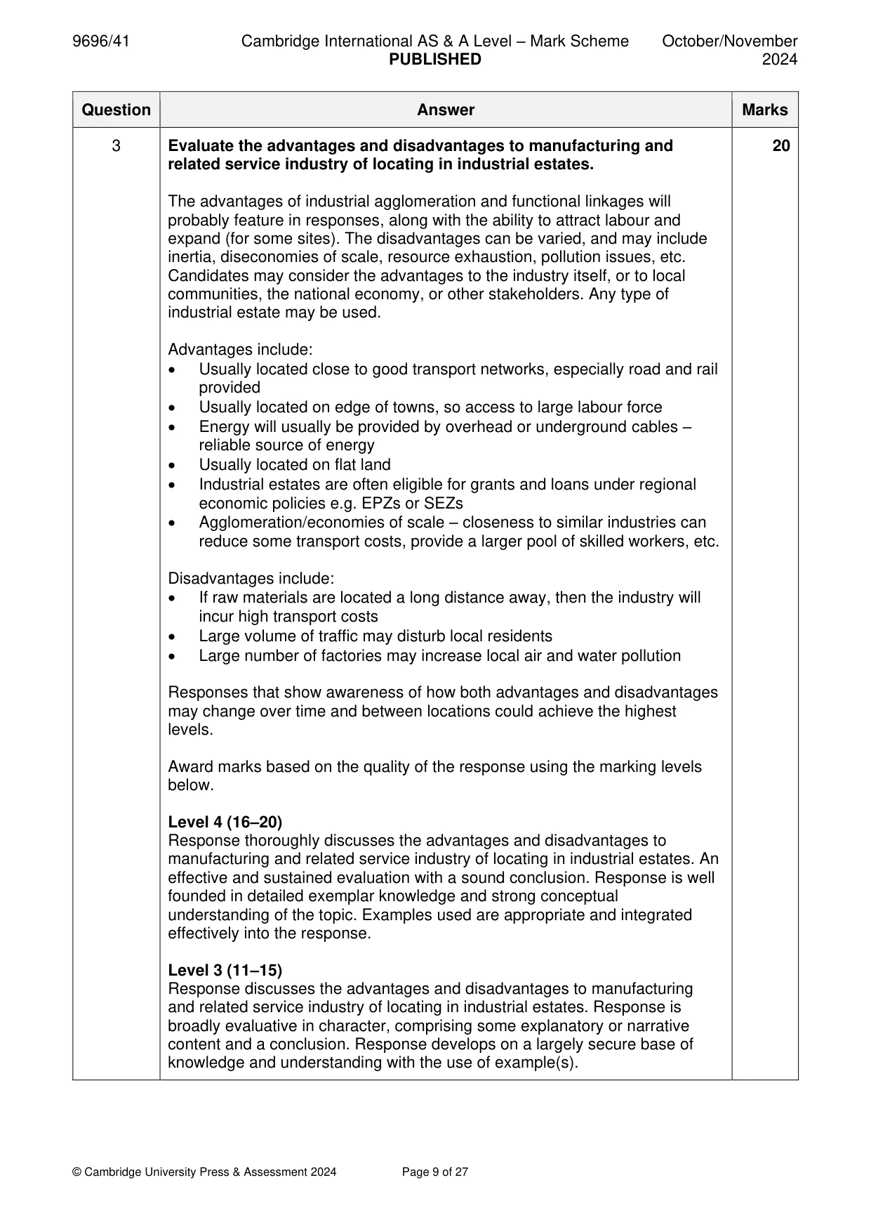 Mark scheme, page 9 of 27