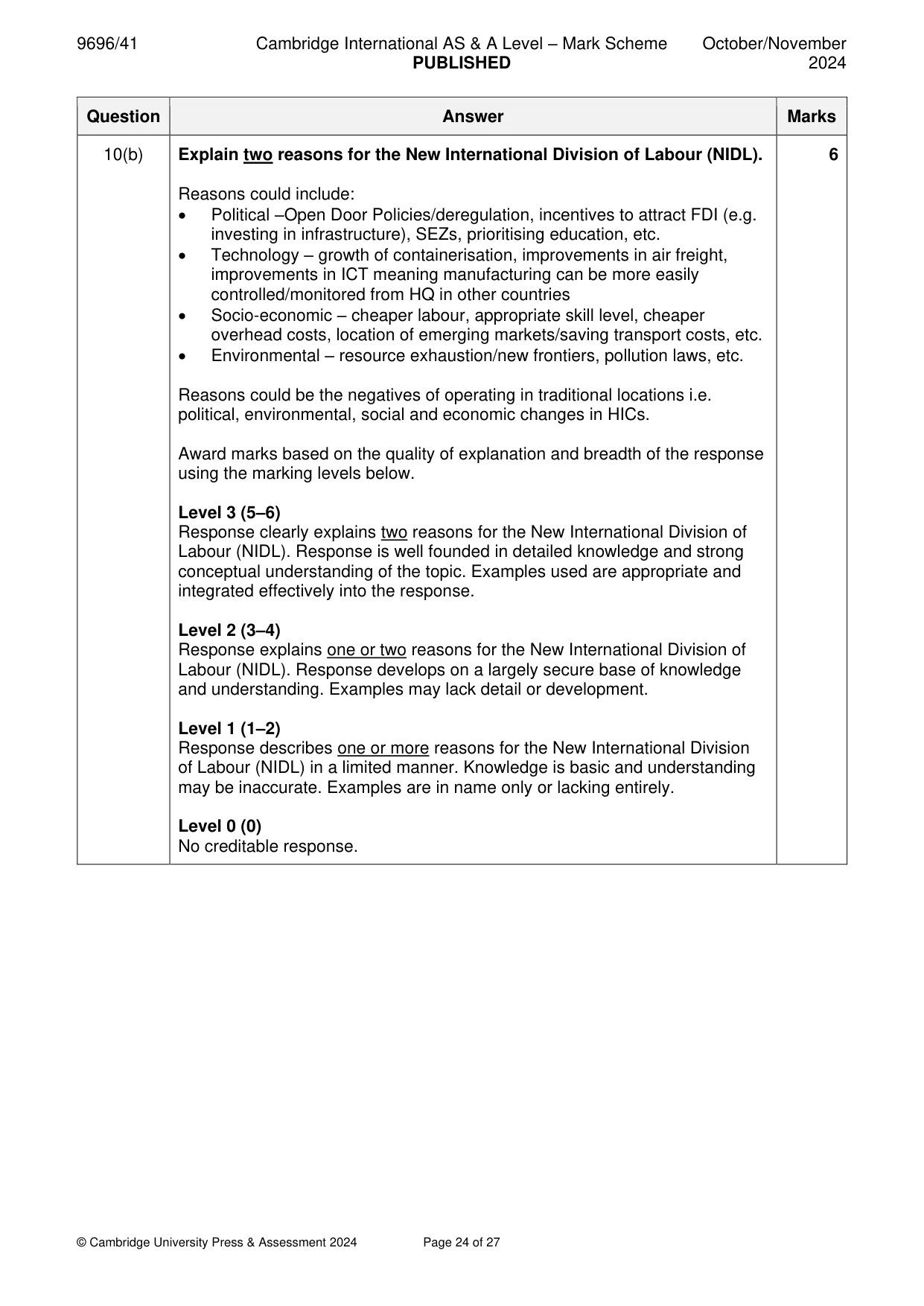 Mark scheme, page 24 of 27