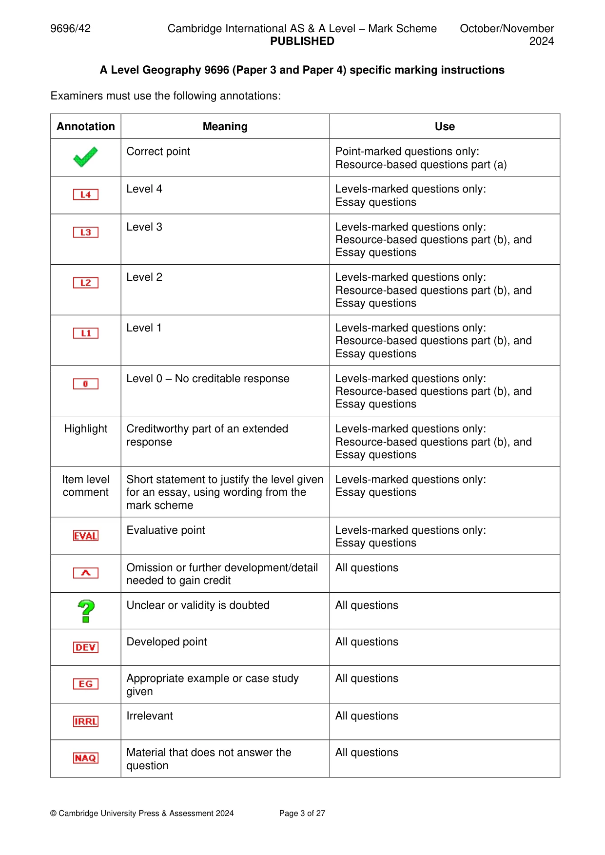 Mark scheme, page 3 of 27
