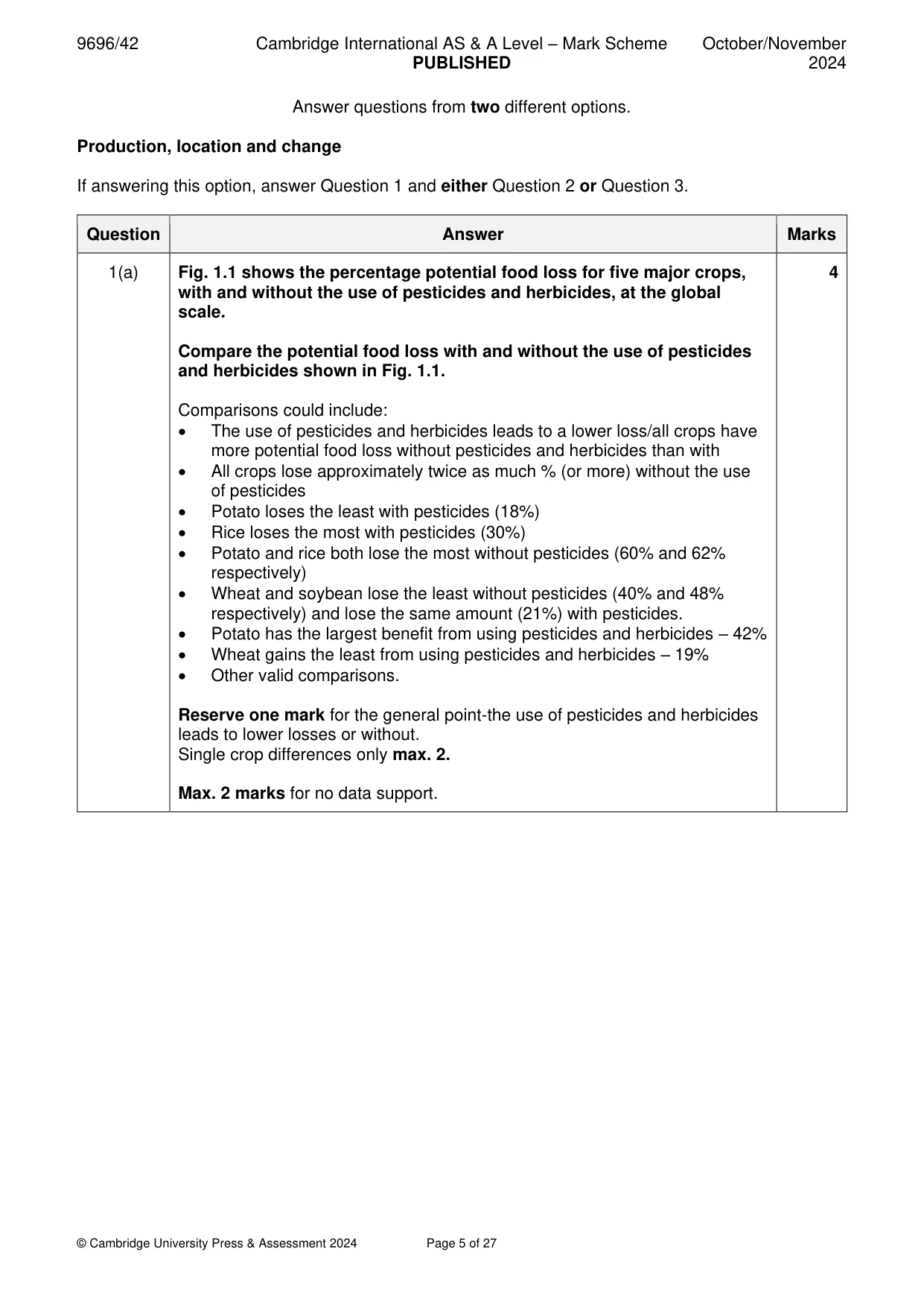 Mark scheme, page 5 of 27