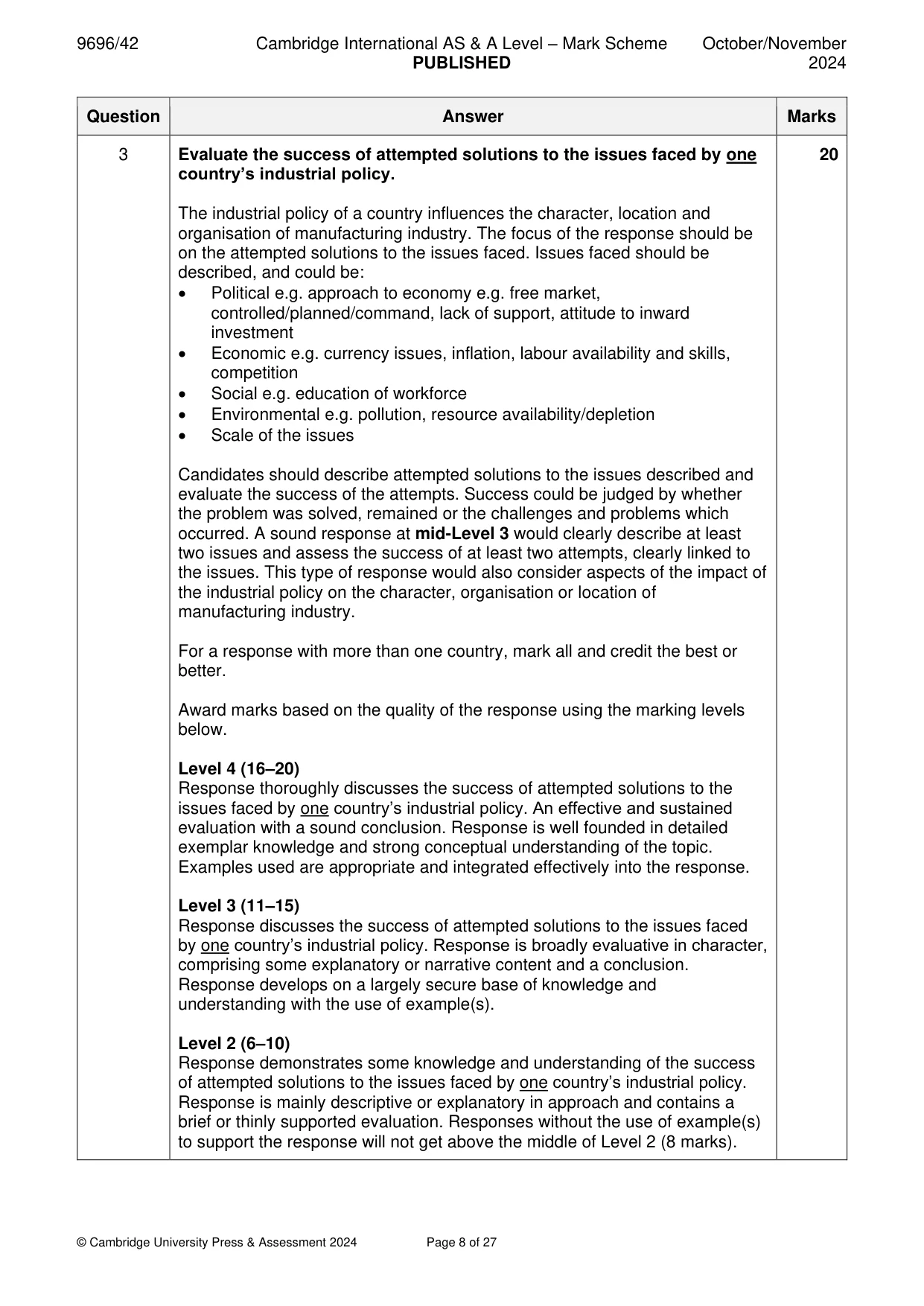 Mark scheme, page 8 of 27