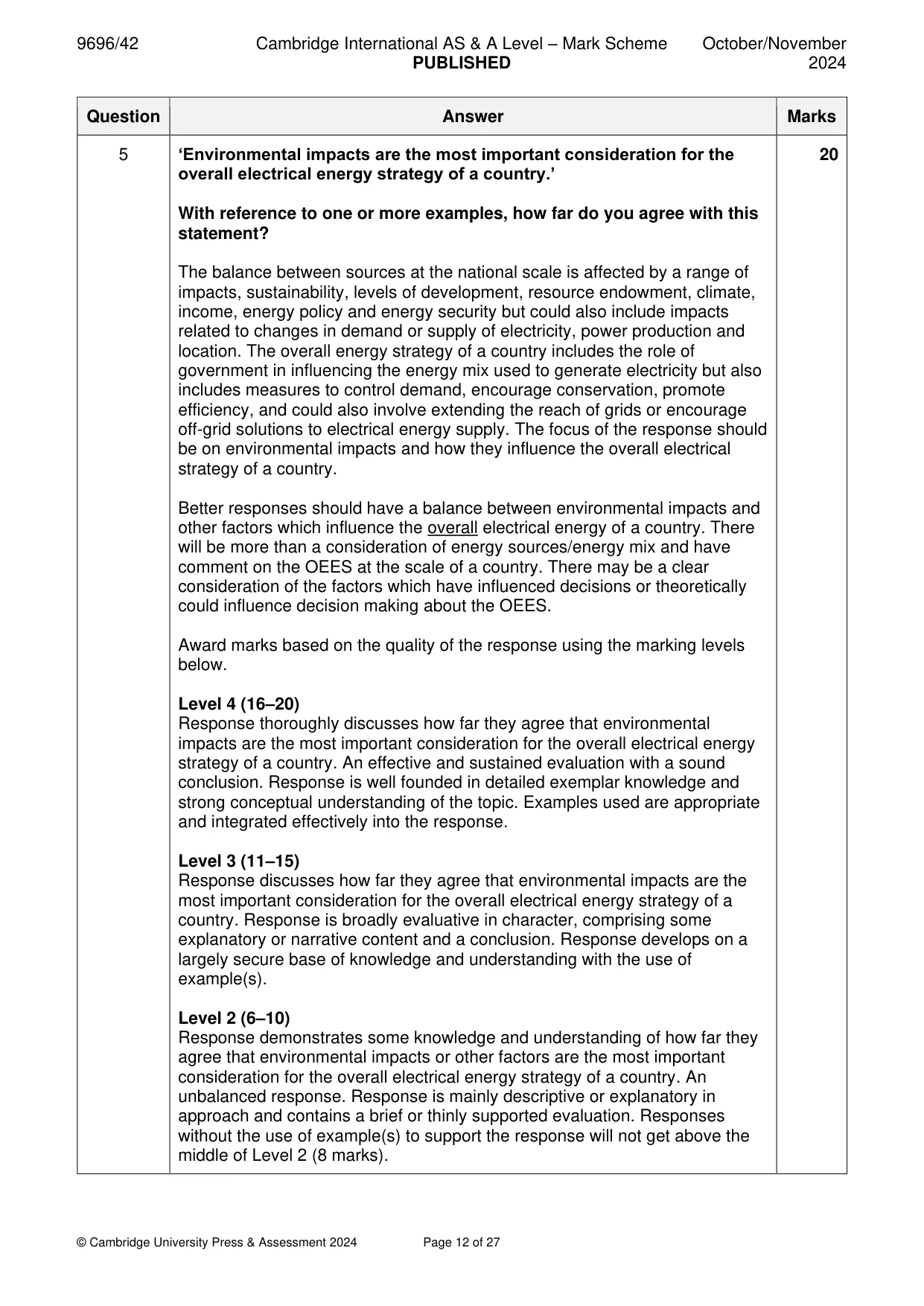 Mark scheme, page 12 of 27
