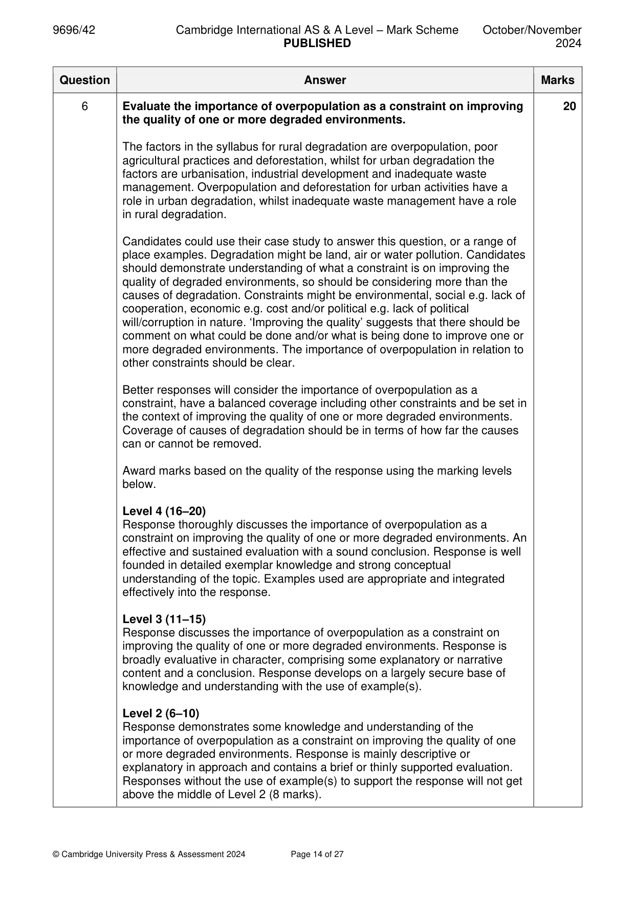 Mark scheme, page 14 of 27