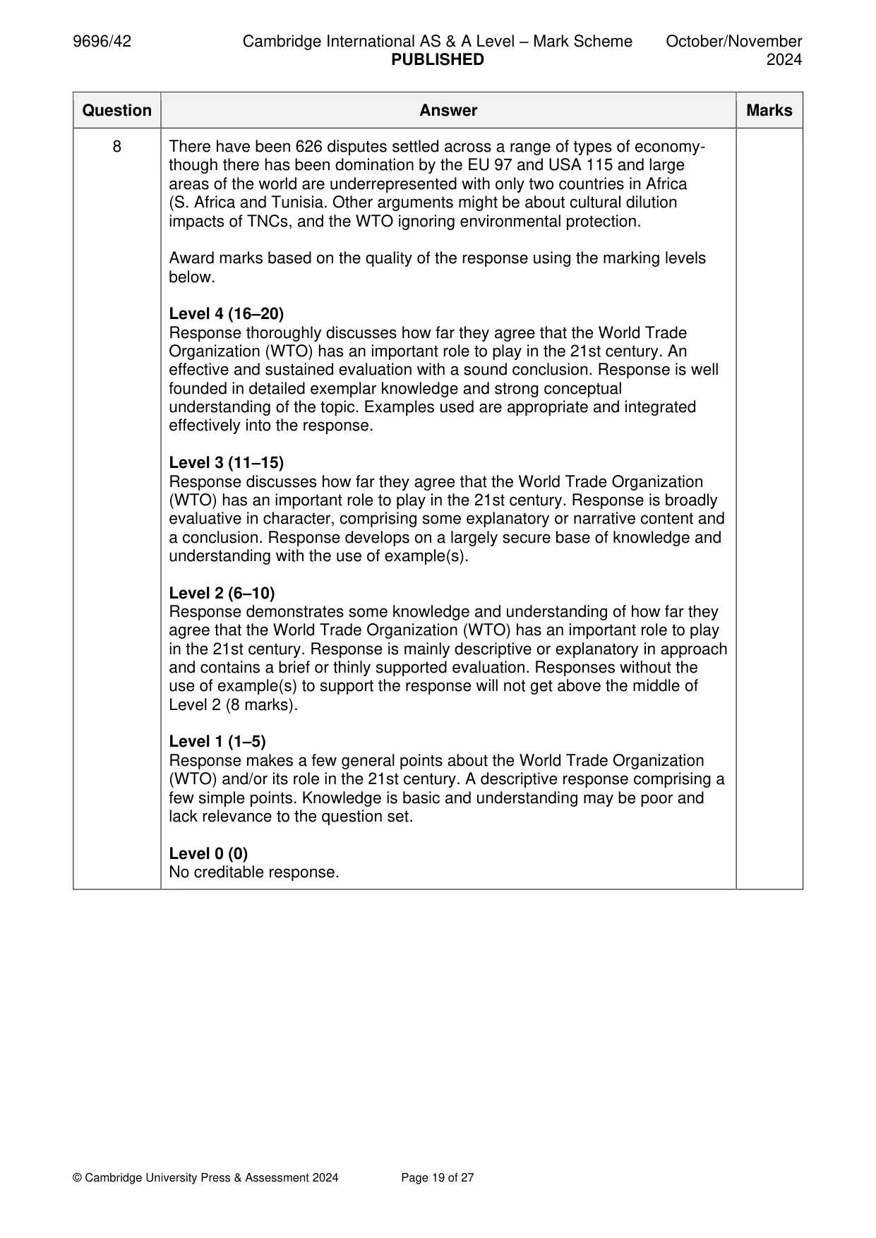 Mark scheme, page 19 of 27