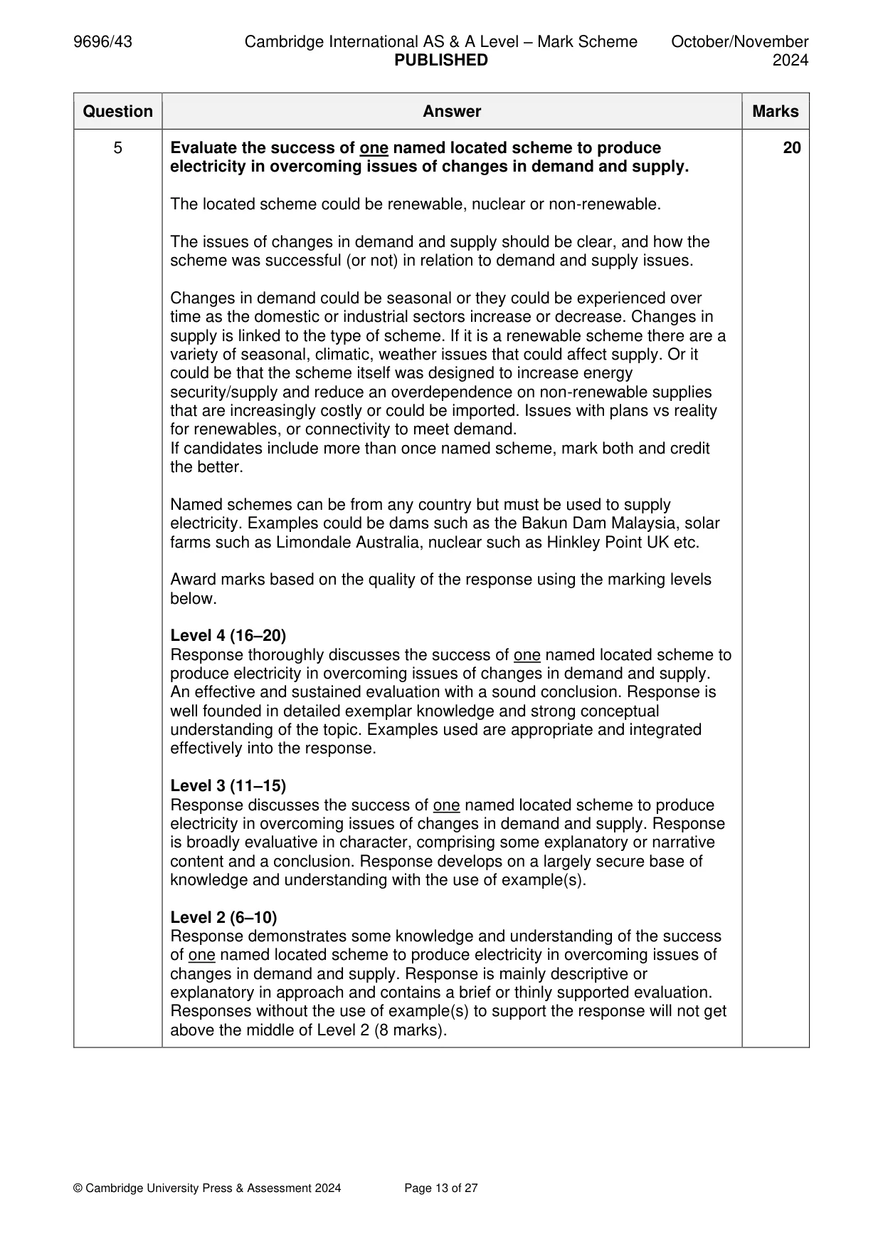 Mark scheme, page 13 of 27