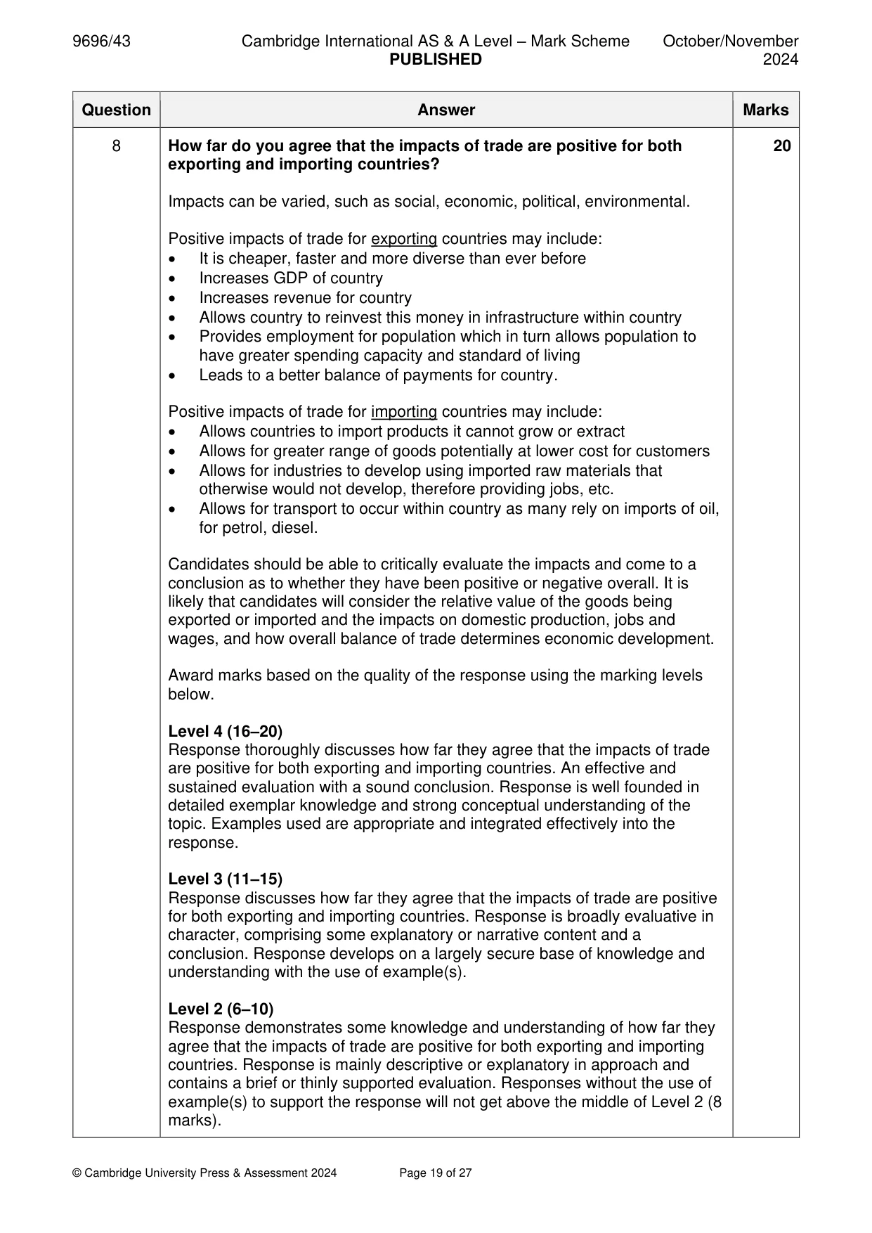 Mark scheme, page 19 of 27