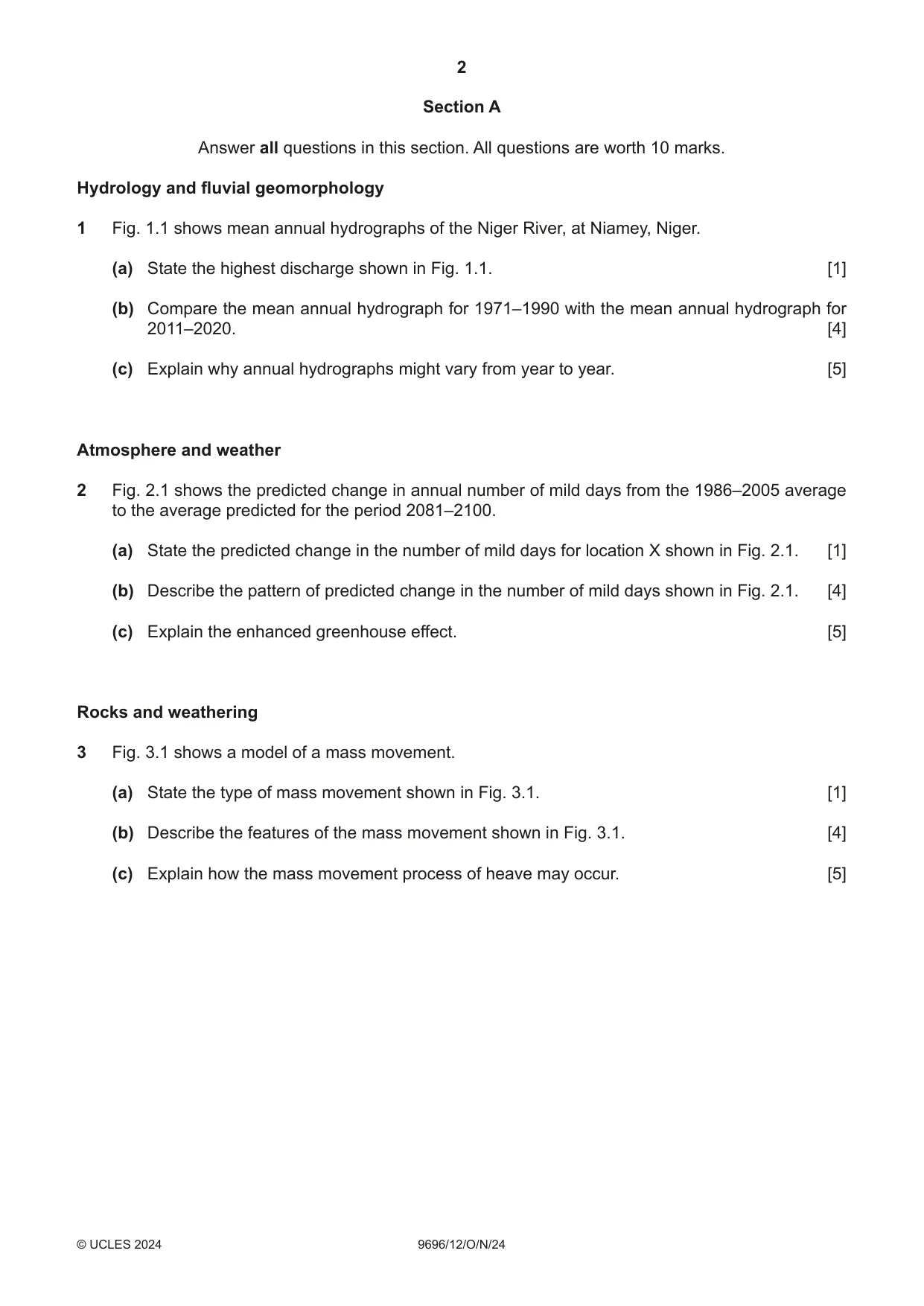 Cambridge A Level Geography 9696 2024 Oct/Nov Paper 1 · Variant 2 question paper, page 2 of 4
