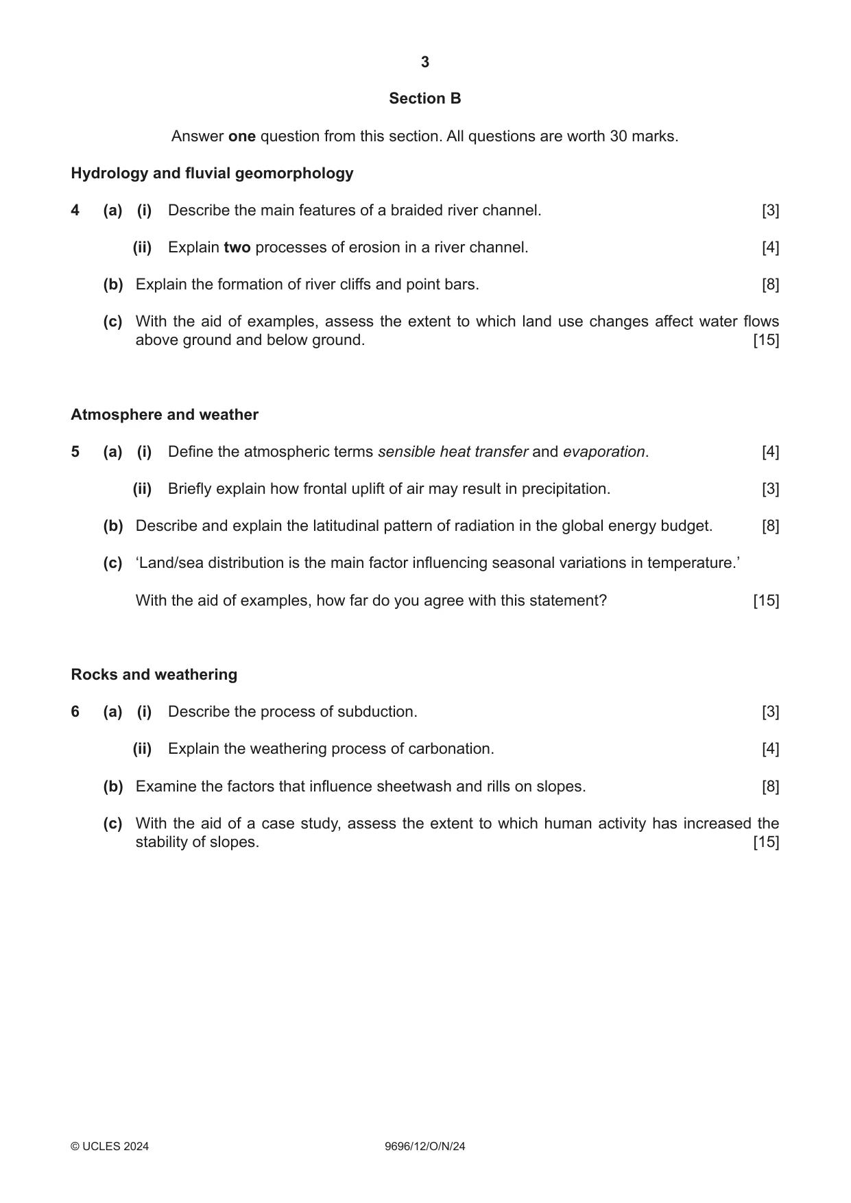 Cambridge A Level Geography 9696 2024 Oct/Nov Paper 1 · Variant 2 question paper, page 3 of 4