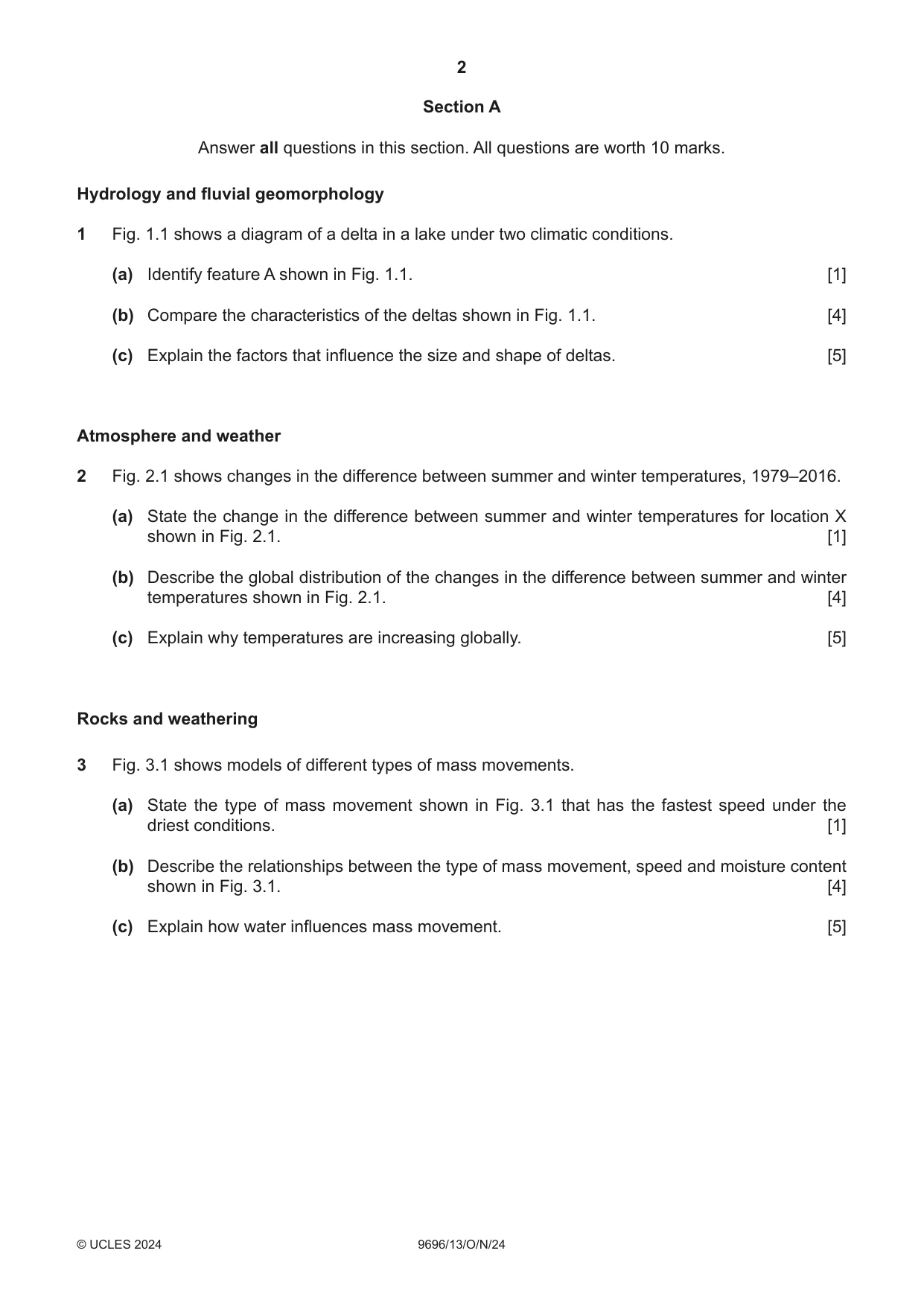 Cambridge A Level Geography 9696 2024 Oct/Nov Paper 1 · Variant 3 question paper, page 2 of 4