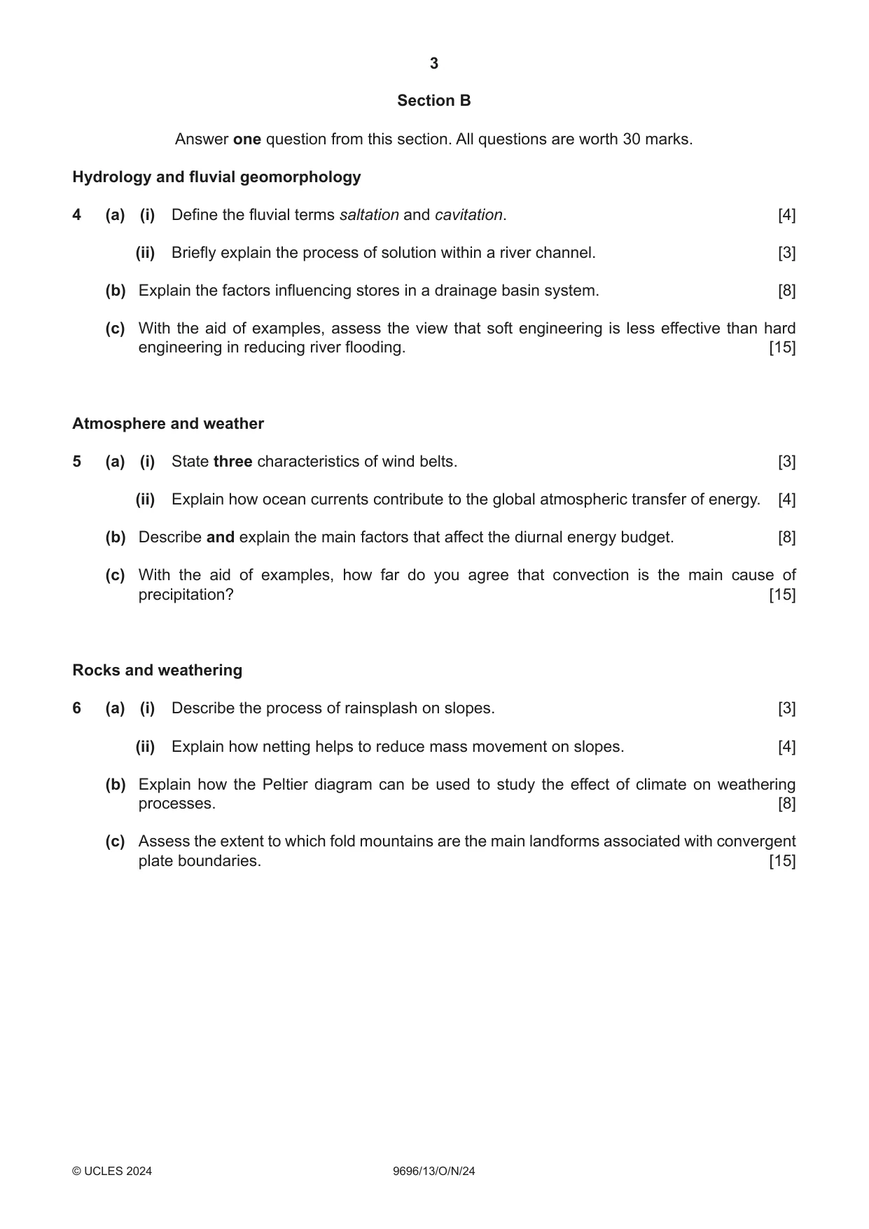Cambridge A Level Geography 9696 2024 Oct/Nov Paper 1 · Variant 3 question paper, page 3 of 4