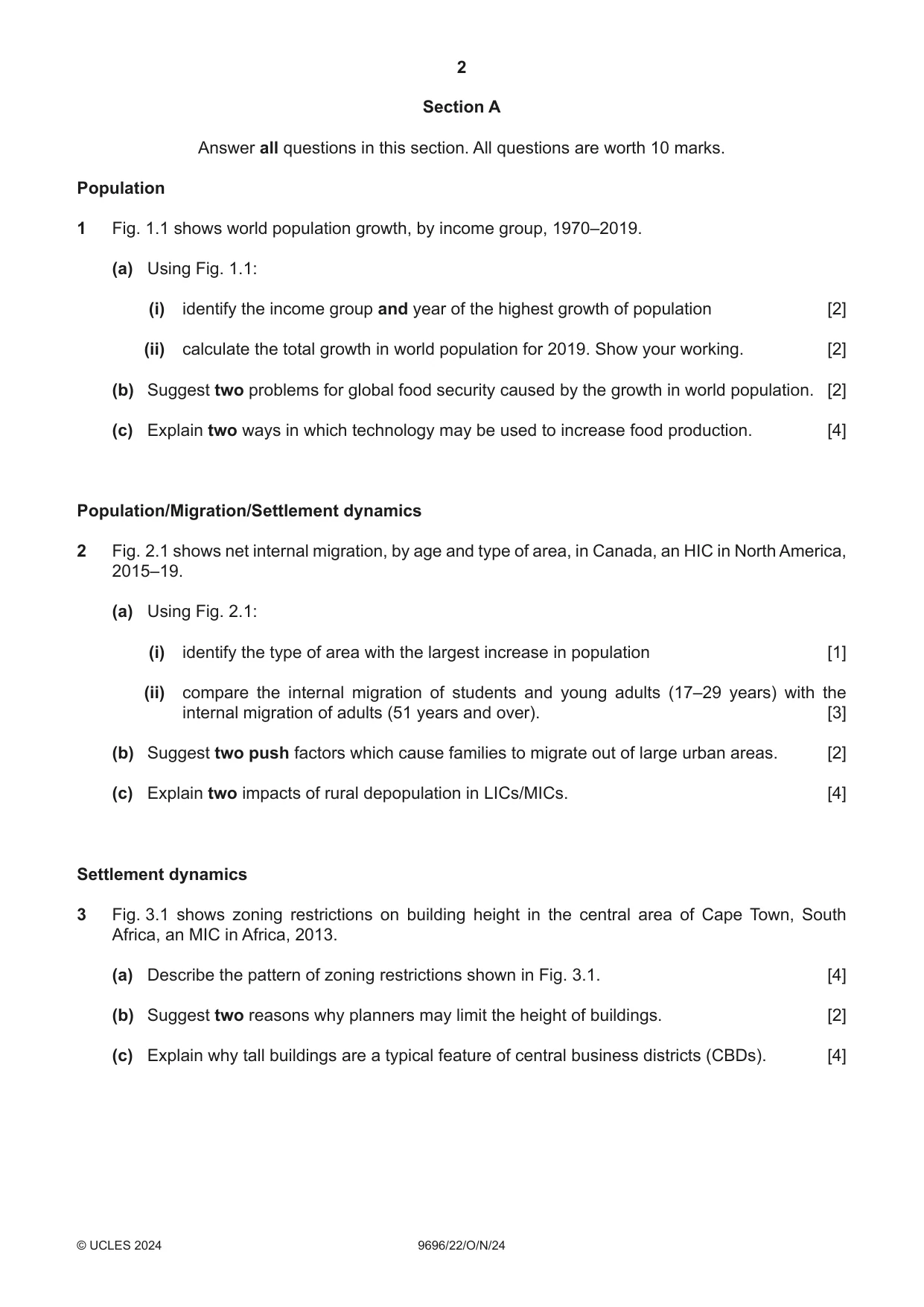 Cambridge A Level Geography 9696 2024 Oct/Nov Paper 2 · Variant 2 question paper, page 2 of 4