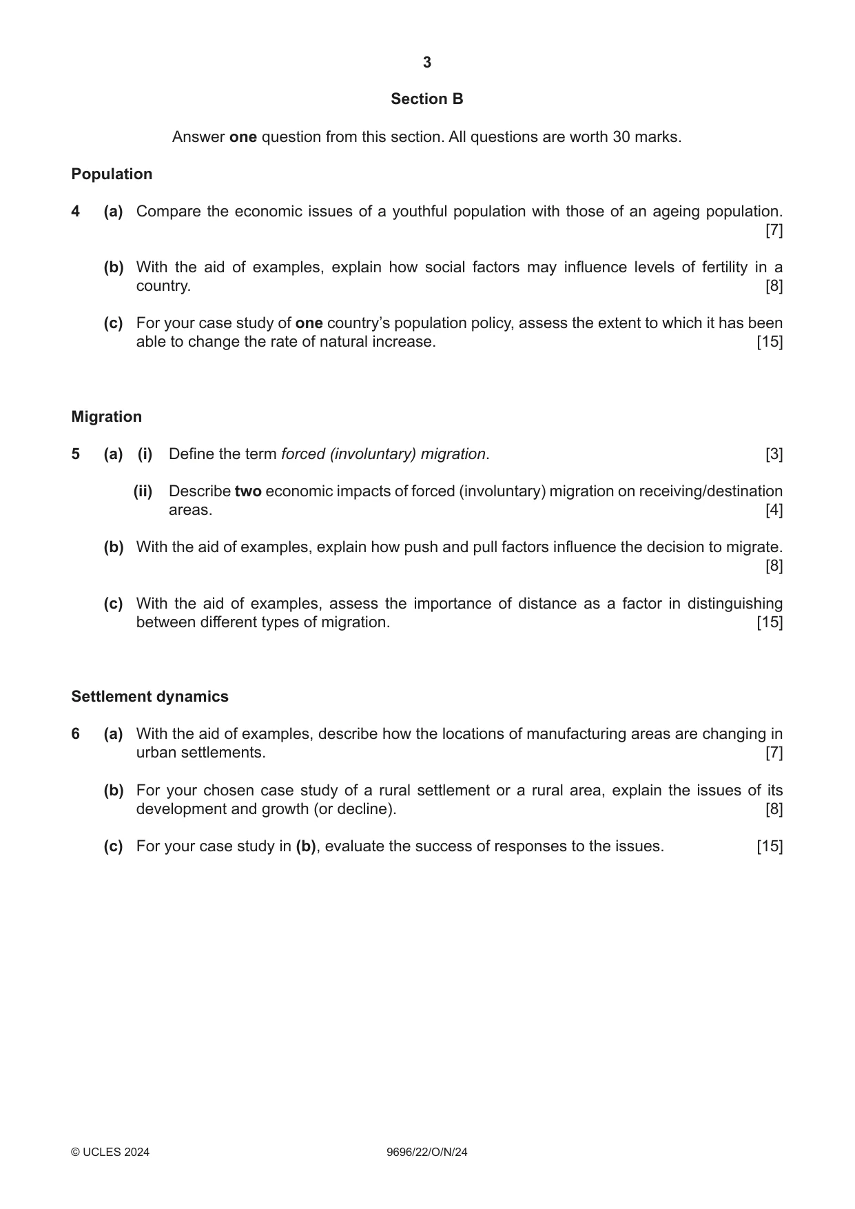 Cambridge A Level Geography 9696 2024 Oct/Nov Paper 2 · Variant 2 question paper, page 3 of 4