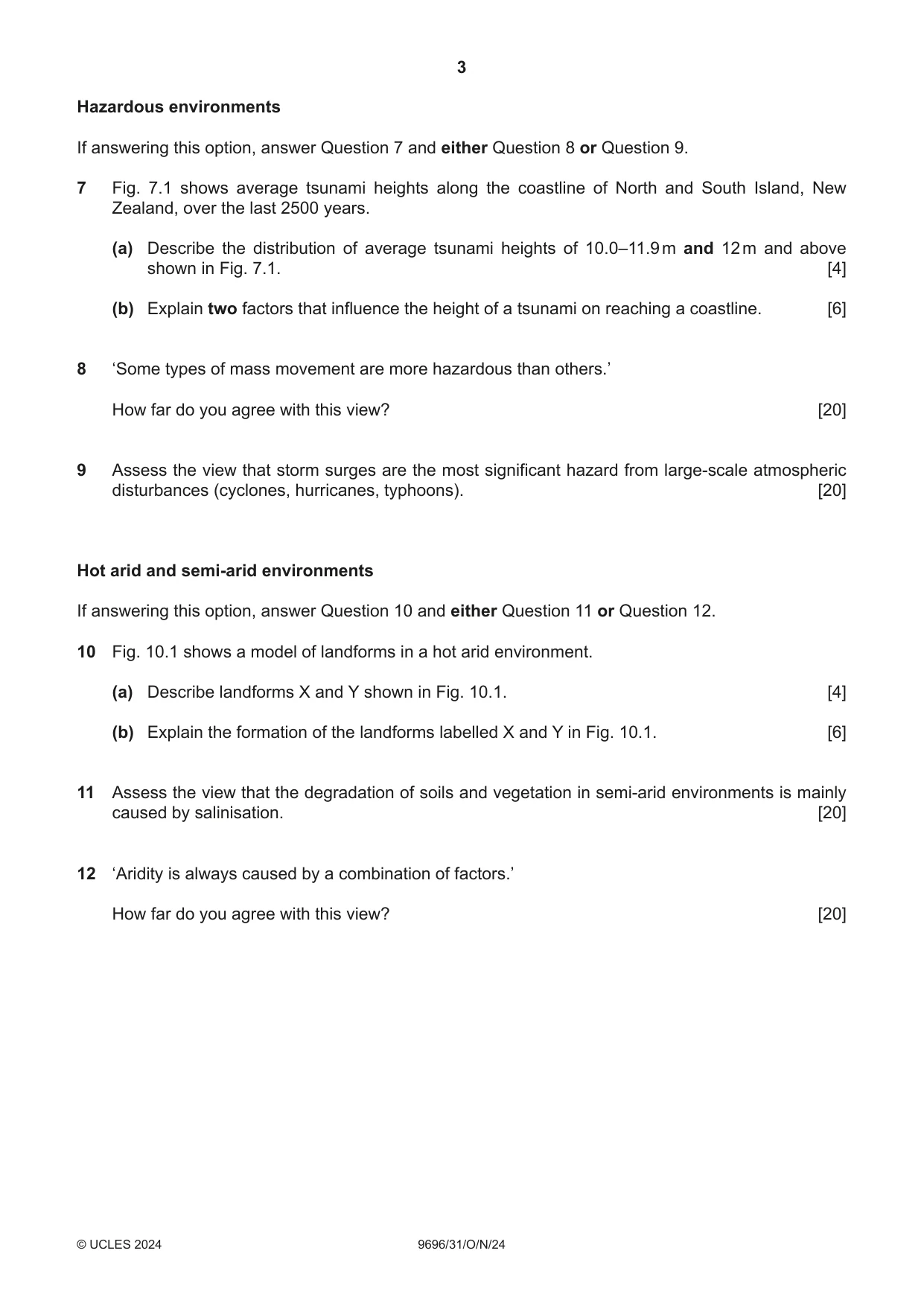 Cambridge A Level Geography 9696 2024 Oct/Nov Paper 3 · Variant 1 question paper, page 3 of 4