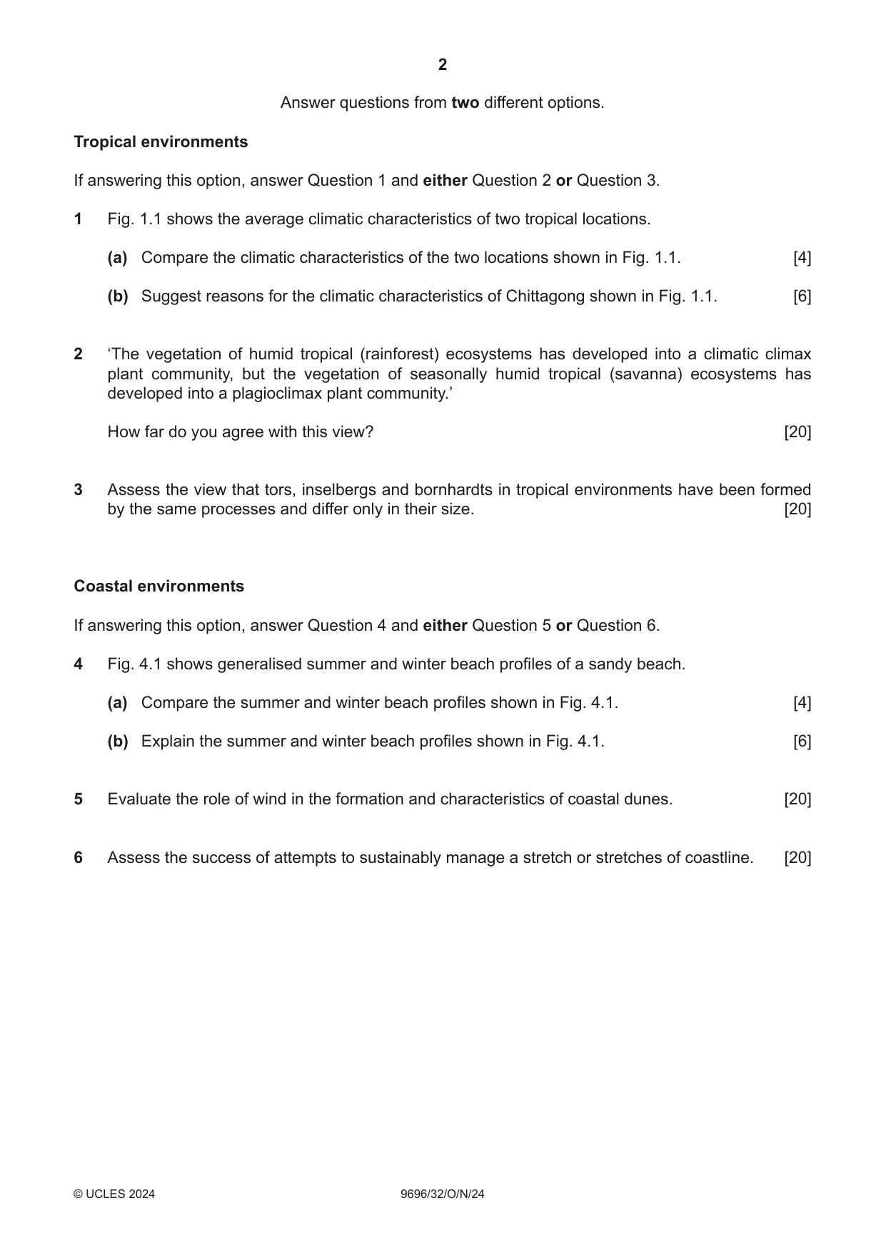 Cambridge A Level Geography 9696 2024 Oct/Nov Paper 3 · Variant 2 question paper, page 2 of 4