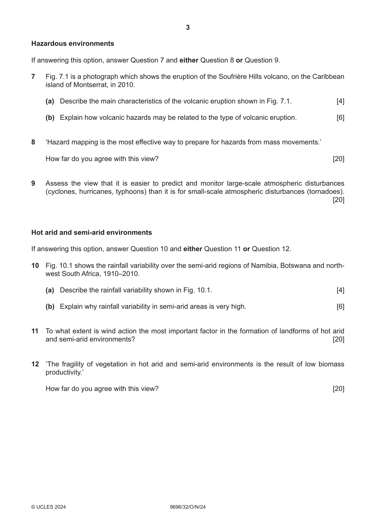 Cambridge A Level Geography 9696 2024 Oct/Nov Paper 3 · Variant 2 question paper, page 3 of 4